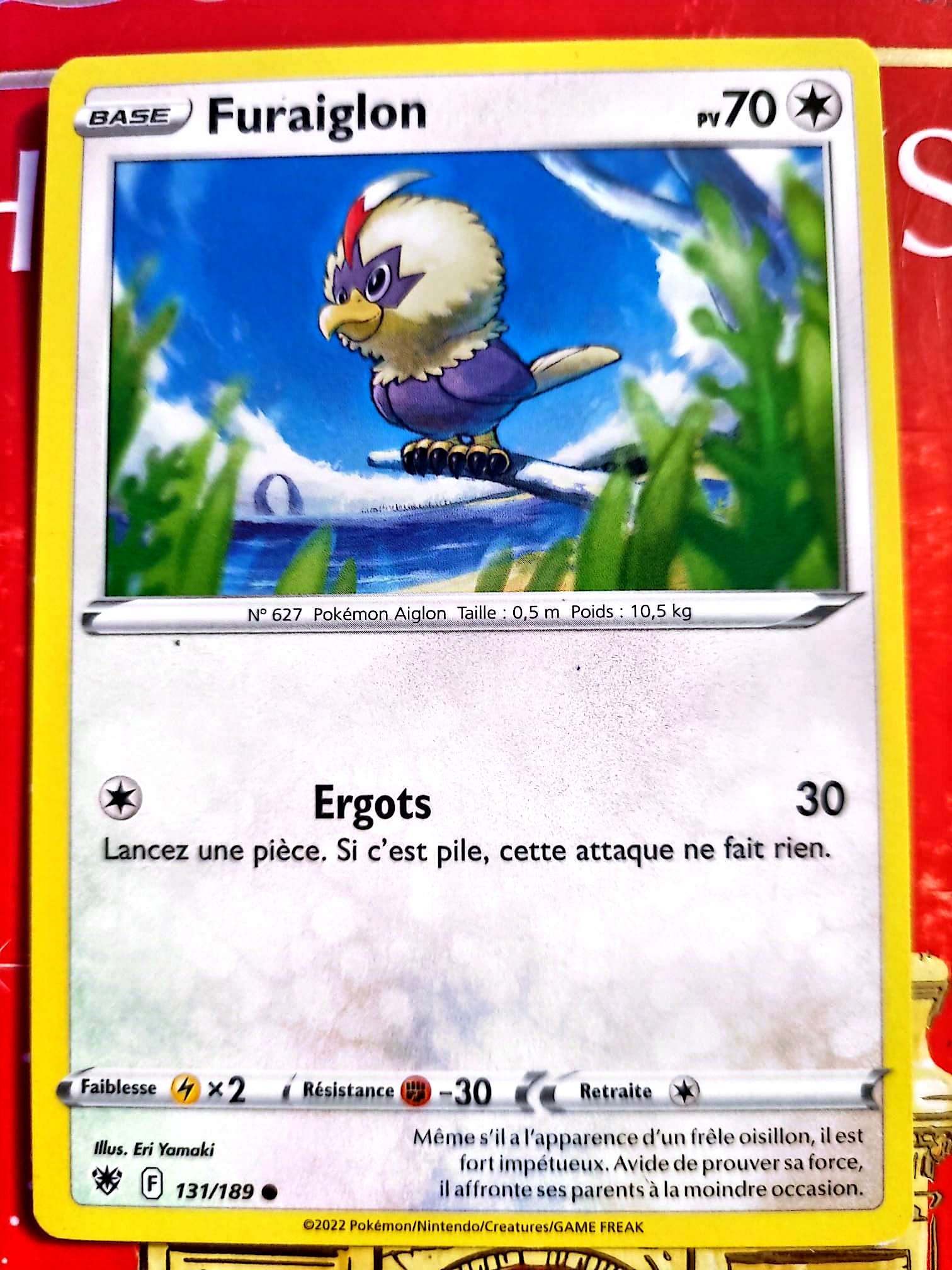 Carte Pokémon Furaiglon 131/189 – Épée et Bouclier – Carte Officielle Française carte pokemon