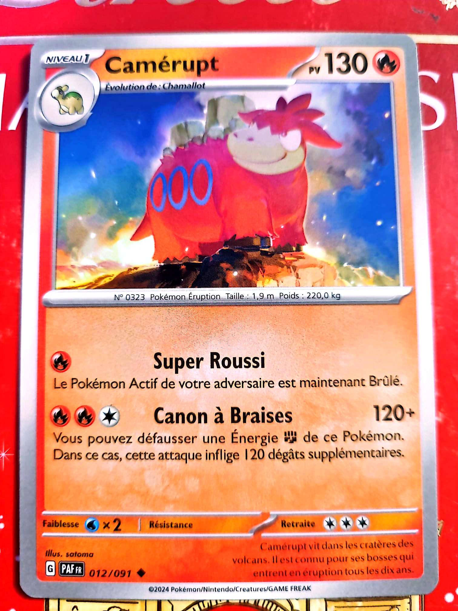 Carte Pokémon Camérupt 012/091 – Écarlate et Violet – Carte Officielle Française carte pokemon