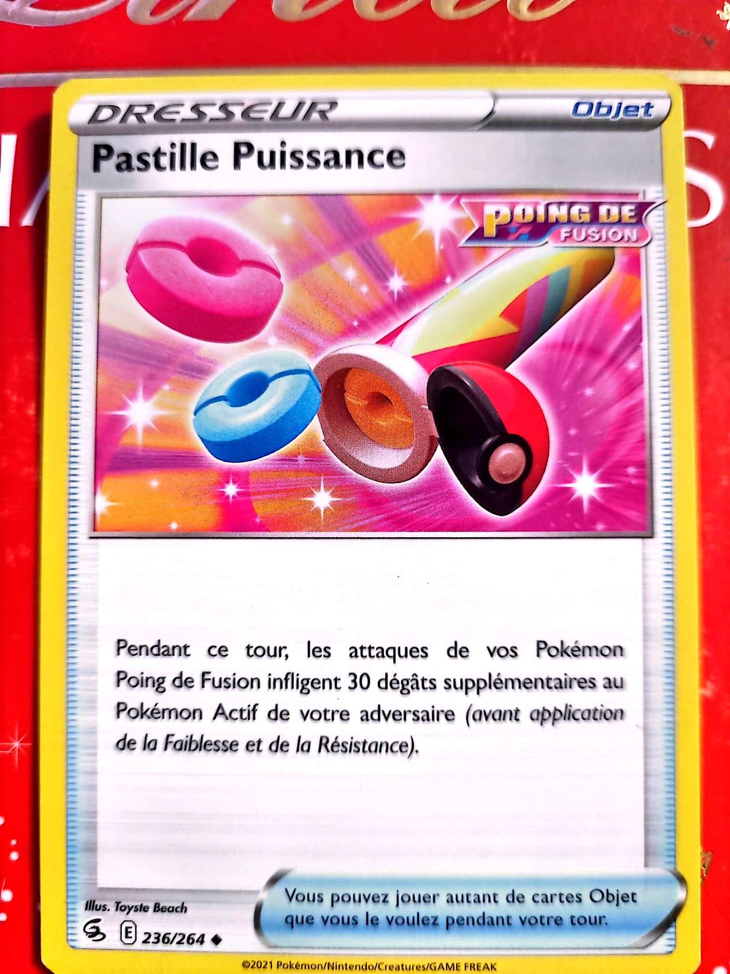 Carte Dresseur Pokémon Pastille Puissance 236/264 – Épée et Bouclier – Carte Officielle Française carte pokemon