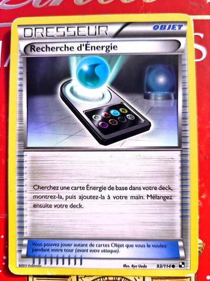Carte Dresseur Pokémon Recherche d’Énergie 93/114 – Noir & Blanc – Carte Officielle carte pokemon