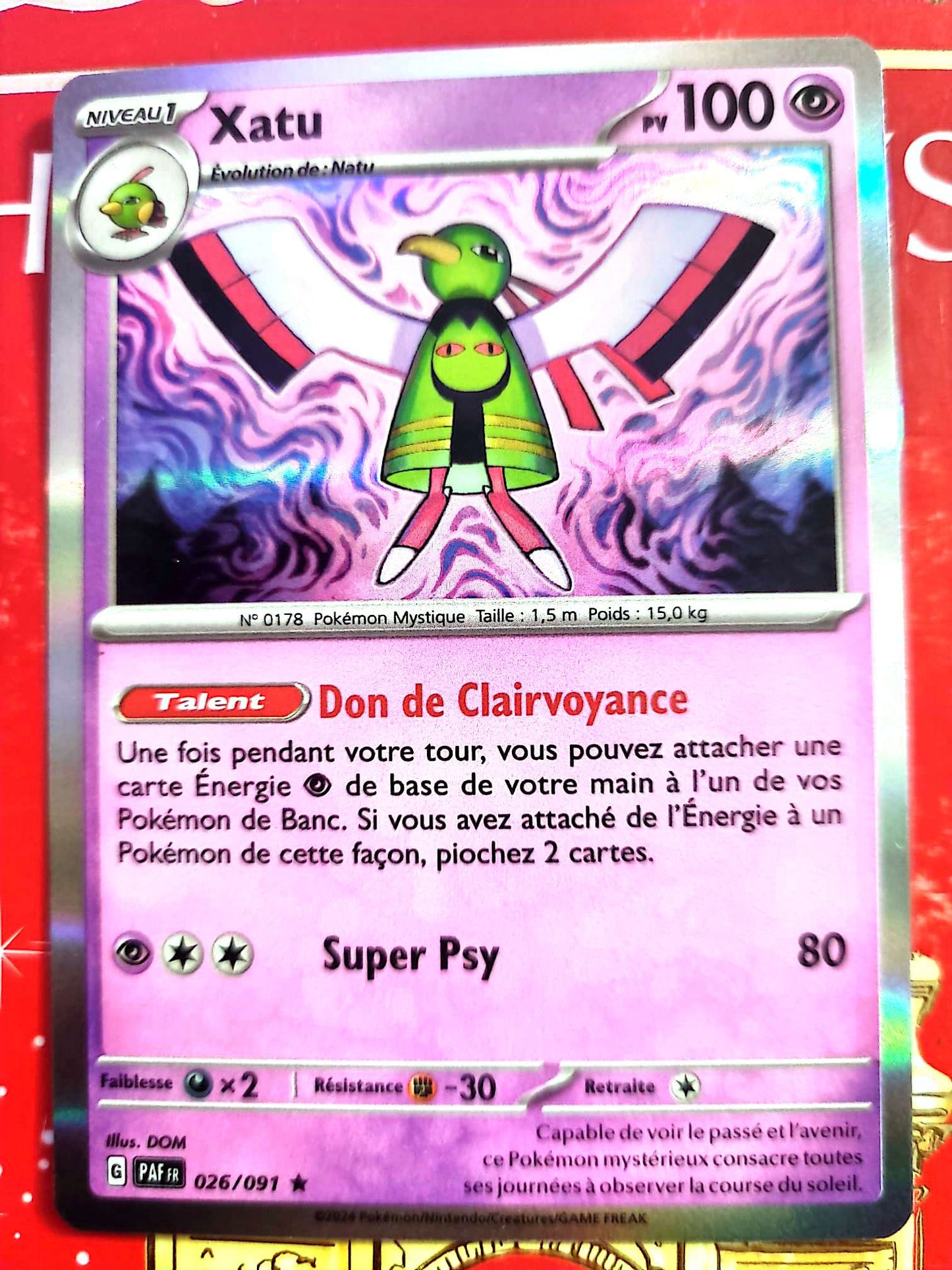 Carte Pokémon Xatu 026/091 – Écarlate et Violet – Holo – Carte Officielle carte pokemon