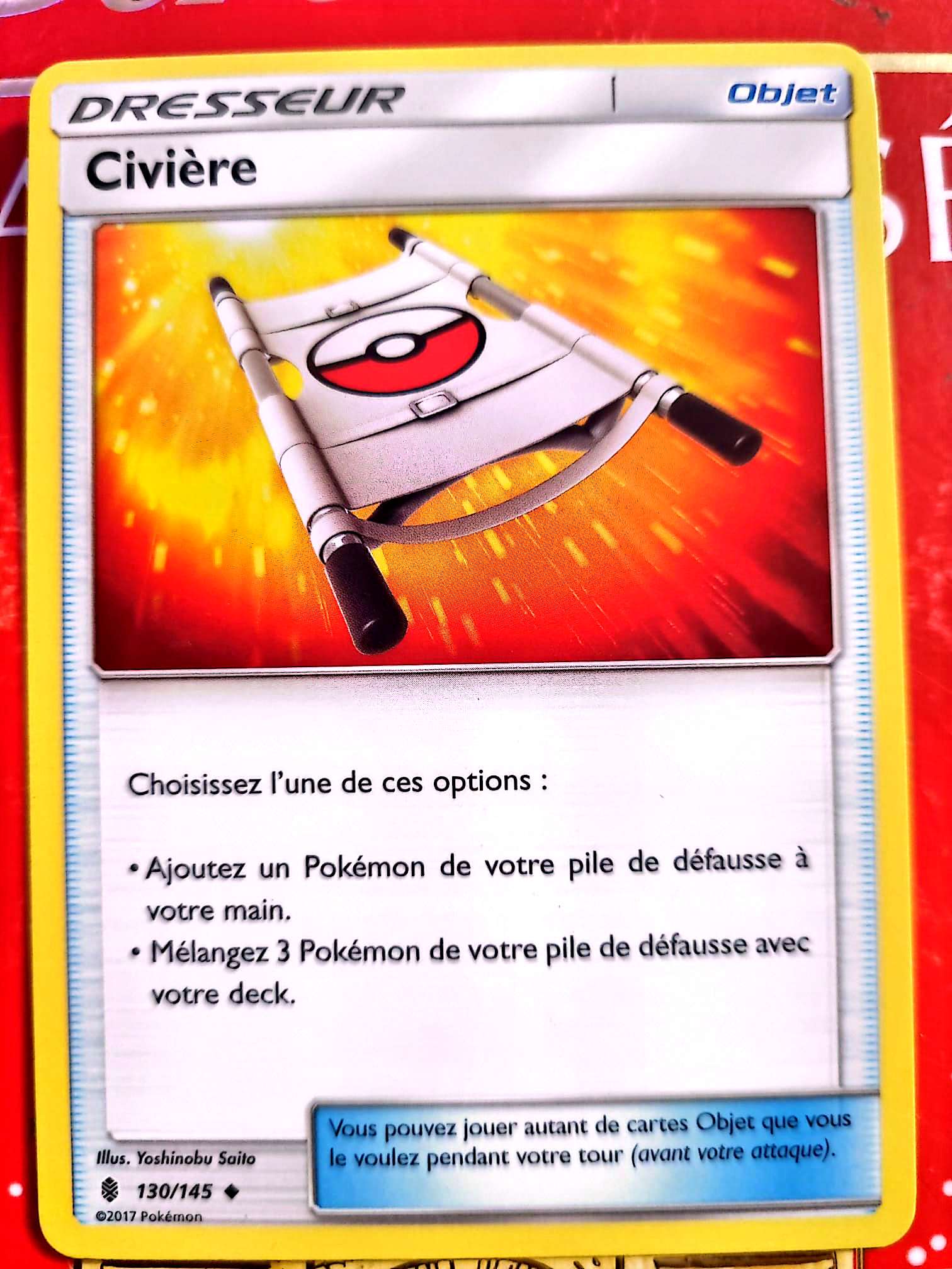 Carte Dresseur Pokémon Civière 130/145 – Soleil et Lune – Carte Officielle carte pokemon