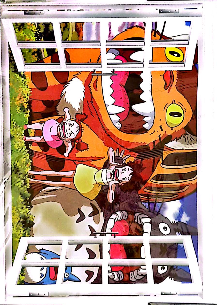 Sticker Mural Fenêtre Animation Fantaisie – Autocollant Panoramique – Grand Format 90x60 cm – Décoration Murale