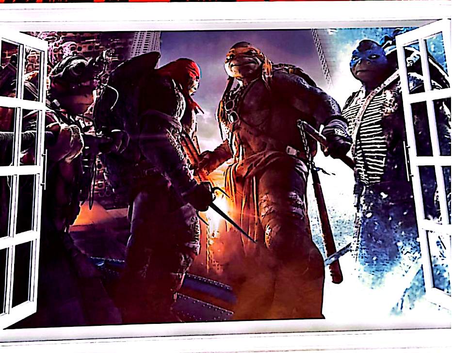Sticker Mural Action Fantaisie – Décoration Murale Grand Format – Autocollant Unique Effet Fenêtre – 90 x 60 cm