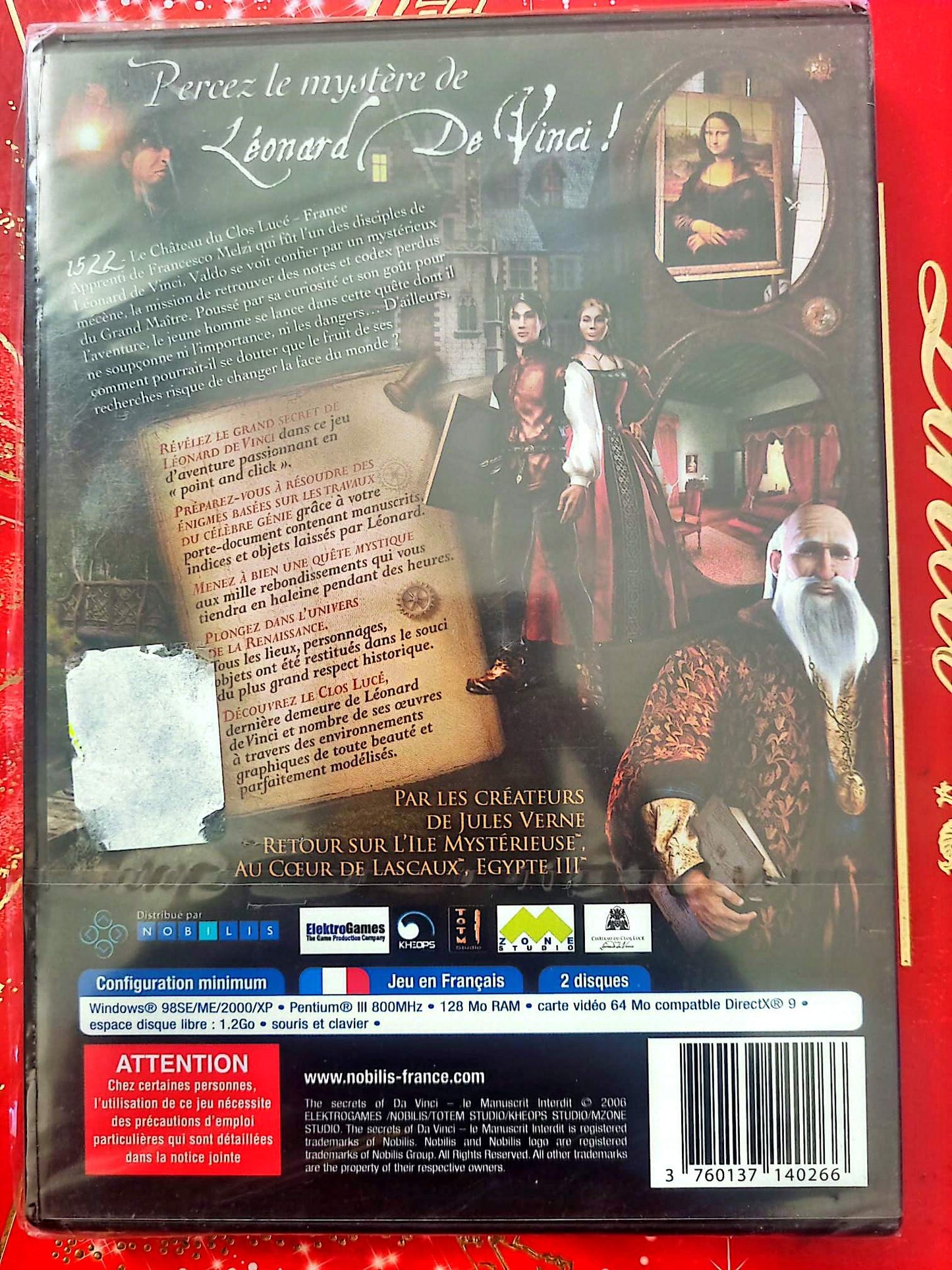 The Secrets of Da Vinci – Le Manuscrit Interdit PC CD-ROM – Jeu en Français – Aventure Point & Click – 2 Disques – PEGI 3+
