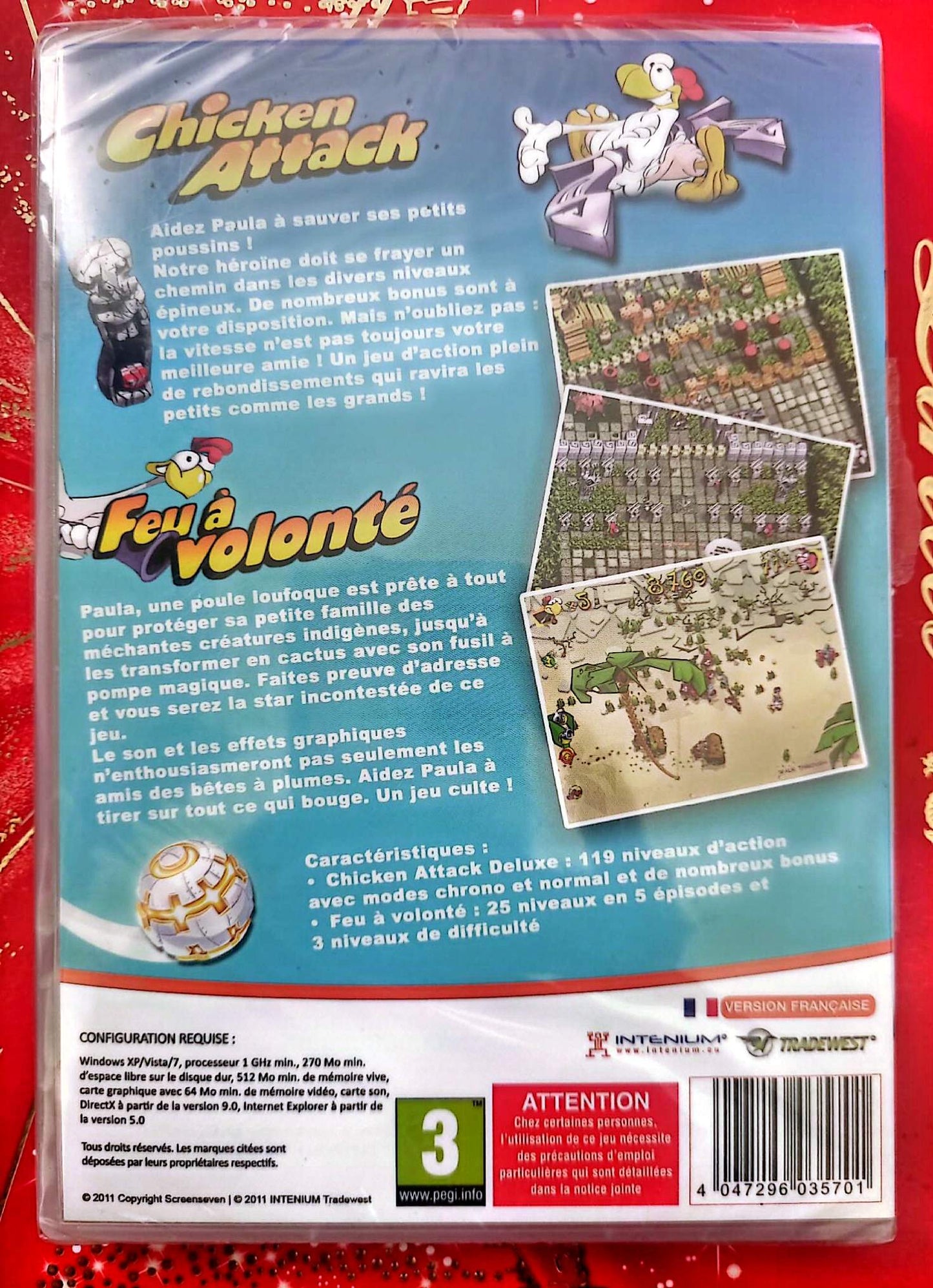 Chicken Attack + Feu à Volonté PC CD-ROM Neuf Sous Blister 2 Jeux Action Version Française PEGI 3+