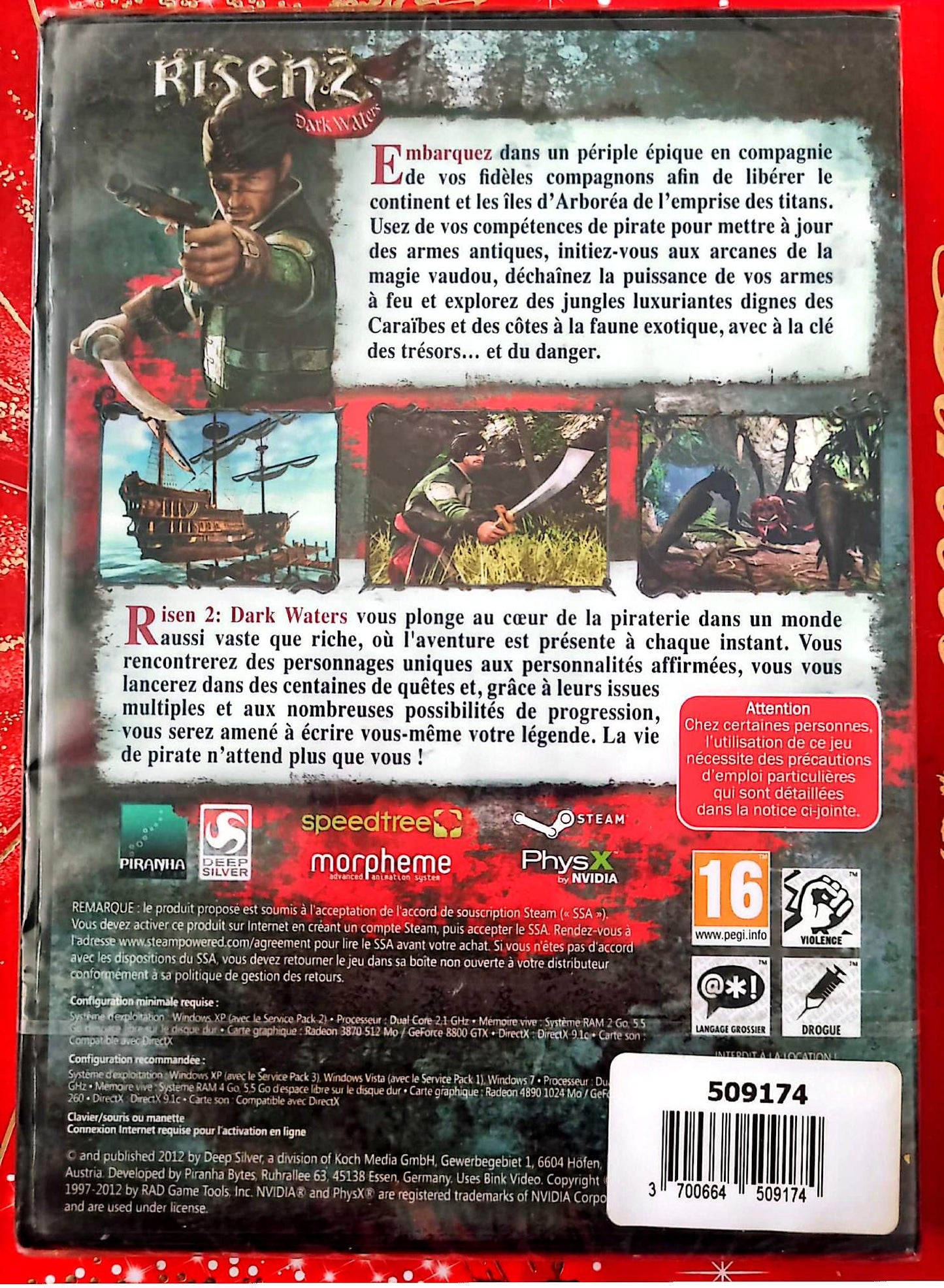 Risen 2 Dark Waters PC DVD-ROM Neuf Sous Blister Jeu en Français RPG Action Aventure Deep Silver PEGI 16+