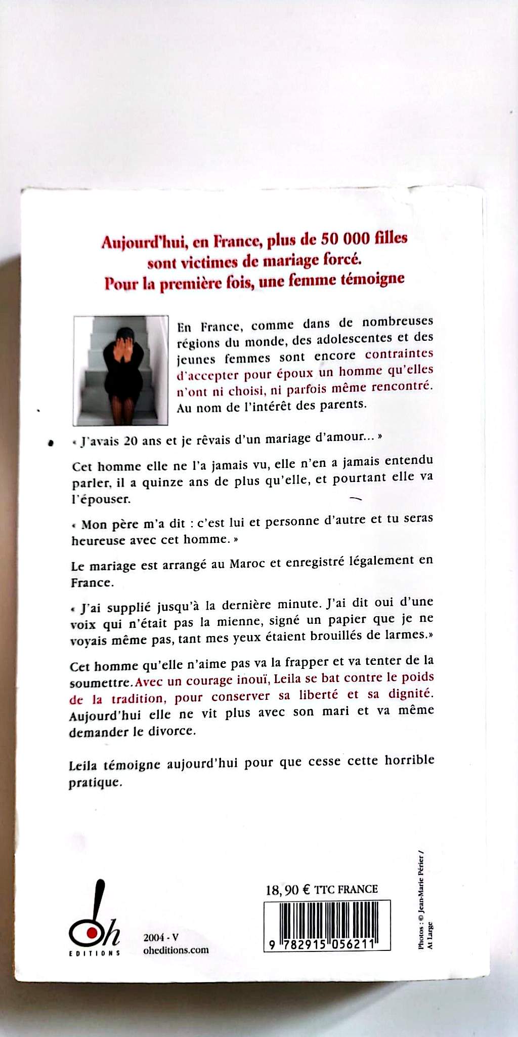 Mariée de Force Livre Document Témoignage Mariage Forcé Leila Éditions Oh Français