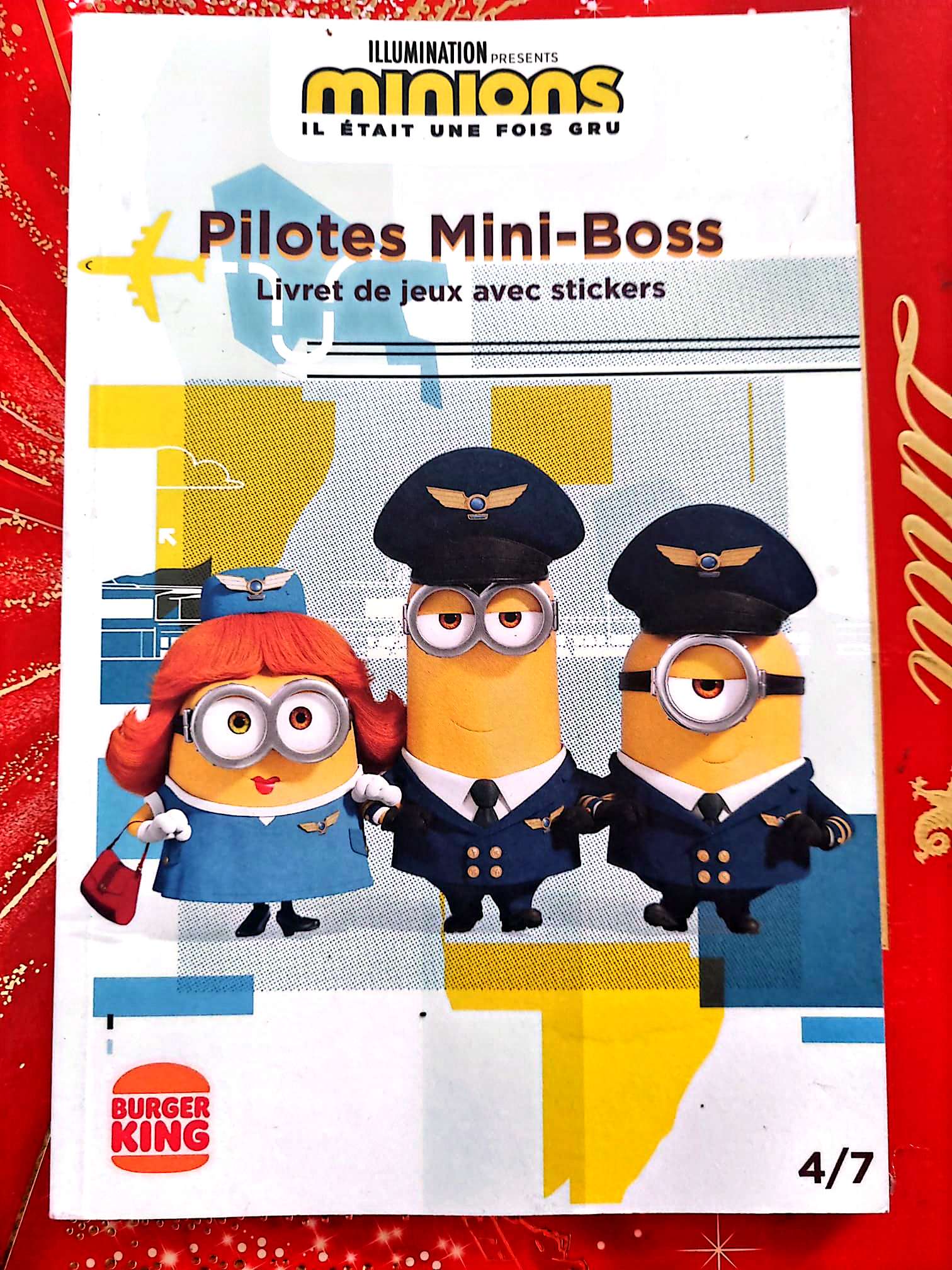Minions Il était une fois Gru – Pilotes Mini-Boss – Livret de jeux avec stickers – Burger King livre