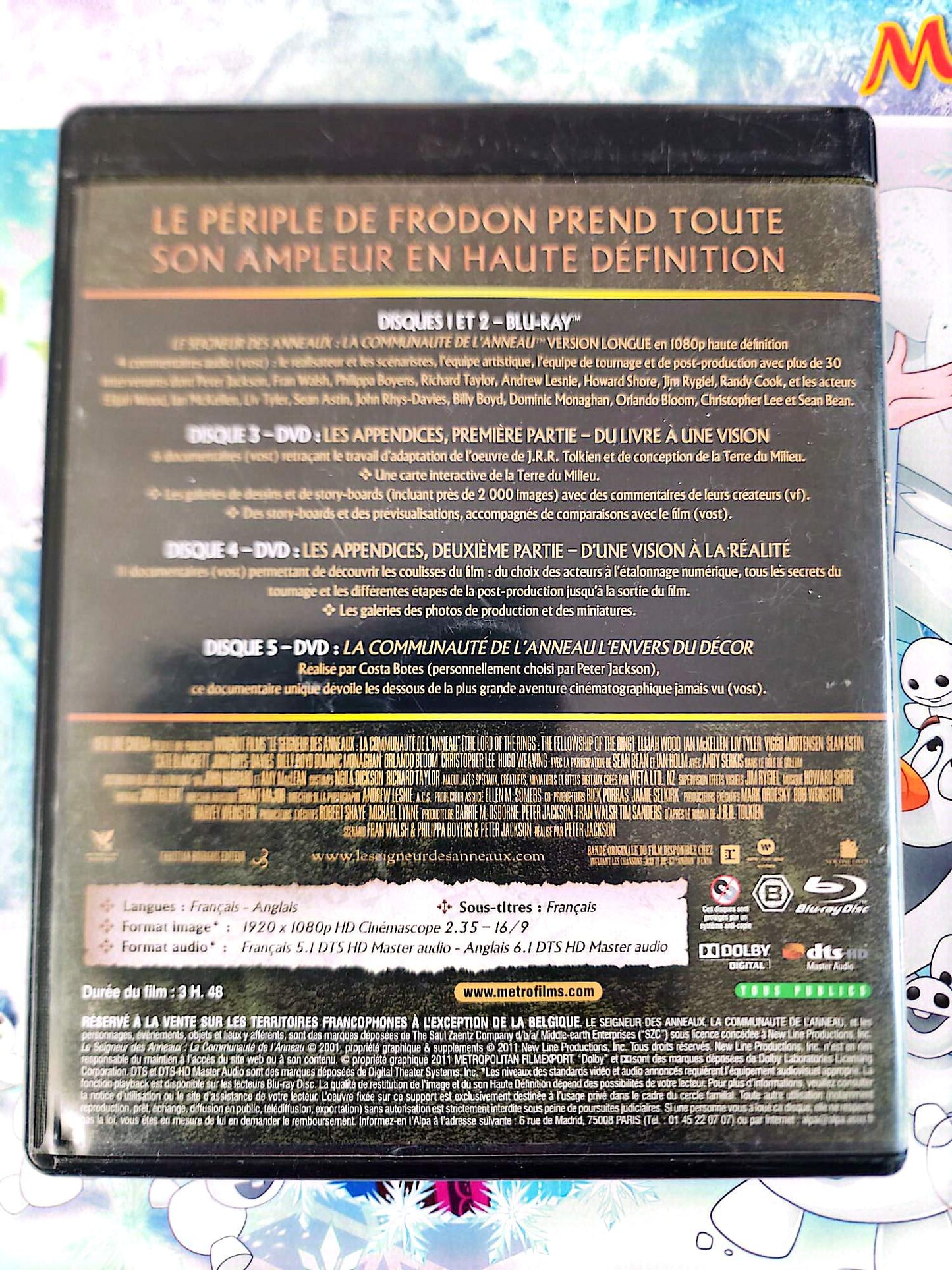 Blu-ray Le Seigneur des Anneaux La Communauté de l’Anneau Version Longue Coffret Incomplet DVD Bonus Inclus Film Fantastique HD