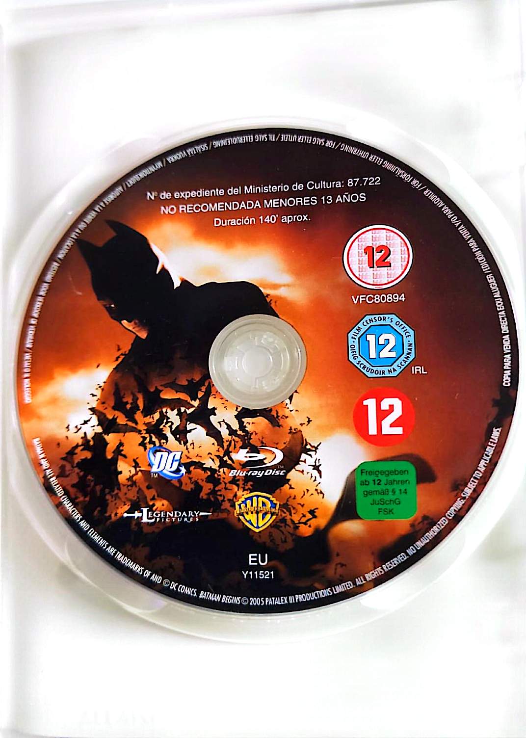 Batman Begins Blu-ray Film Action Super-Héros DC Comics CD Seul Sans Boîtier