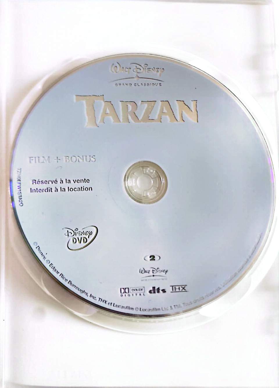 Tarzan Disney DVD Grand Classique Film d’Animation CD Seul Sans Boîtier