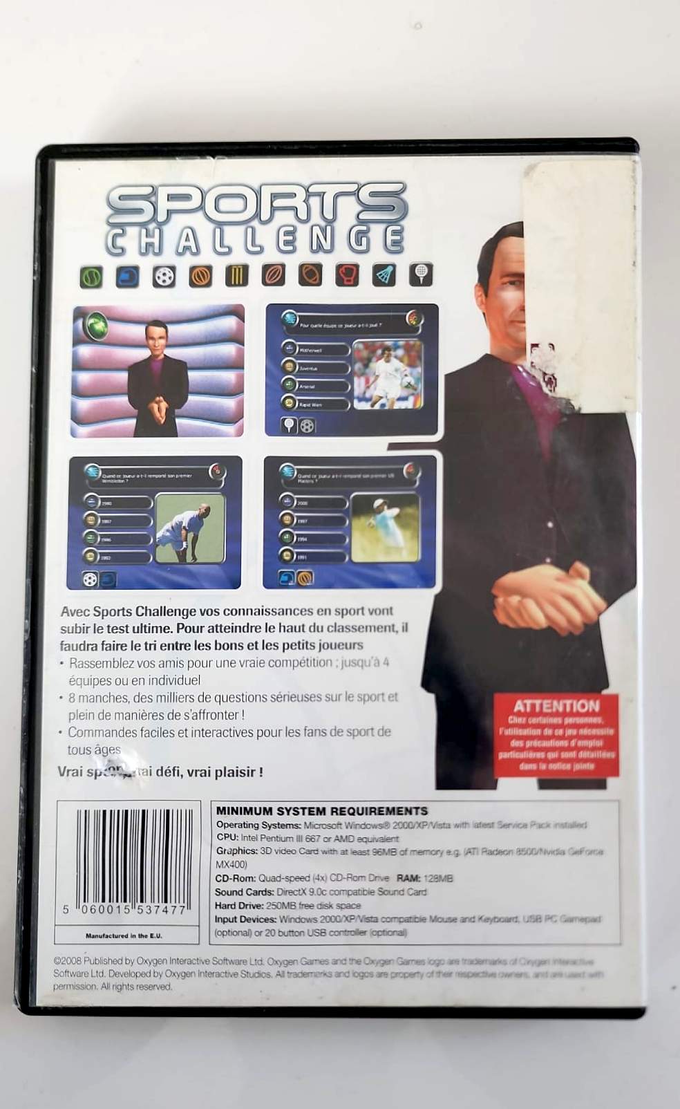 Sports Challenge – PC CD-ROM – Quiz Sportif Multijoueur – Oxygen Games – Version Française