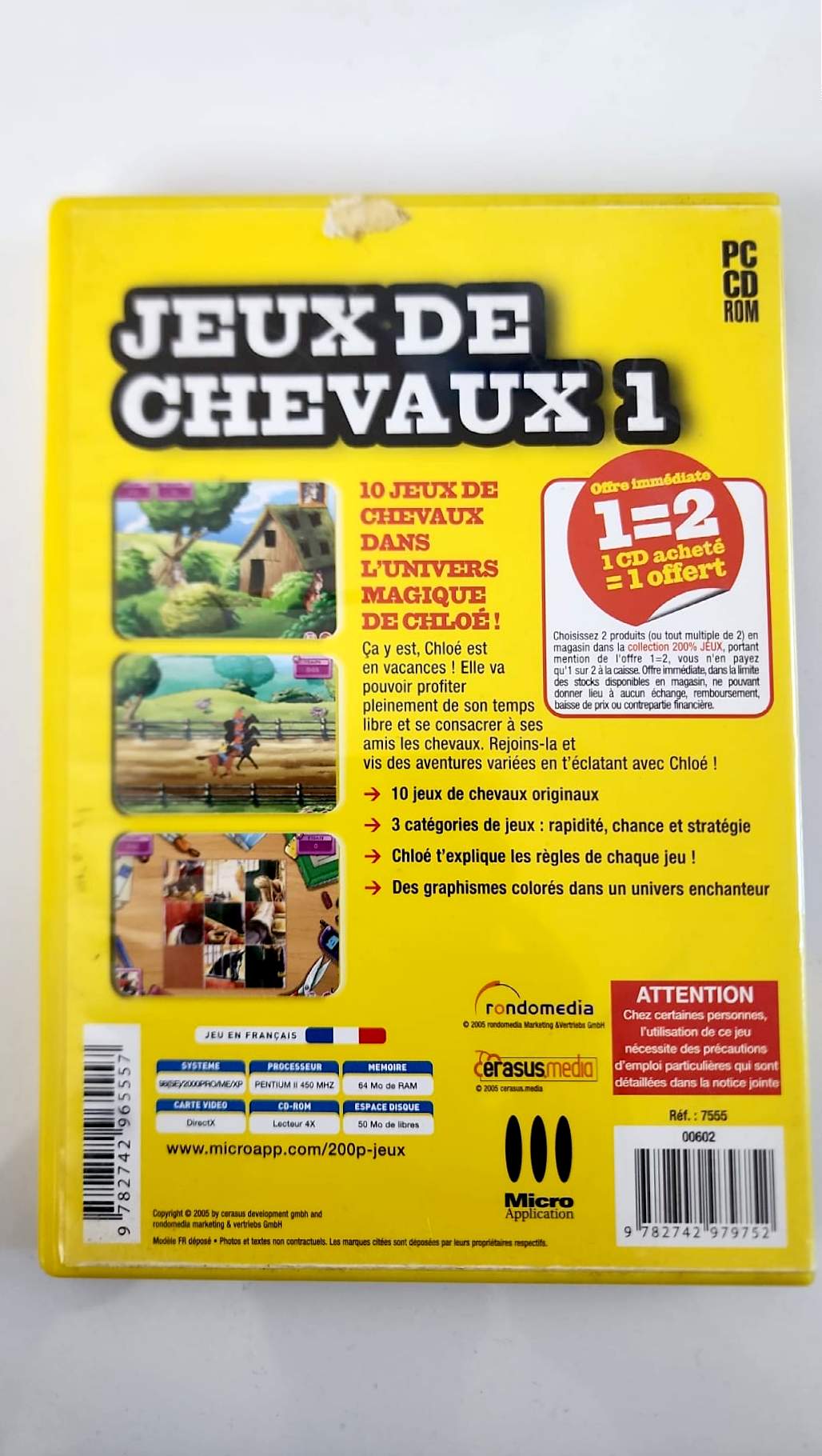 Jeux de Chevaux 1 – PC CD-ROM – 10 Mini-Jeux Équestres – Enfants – Version Française