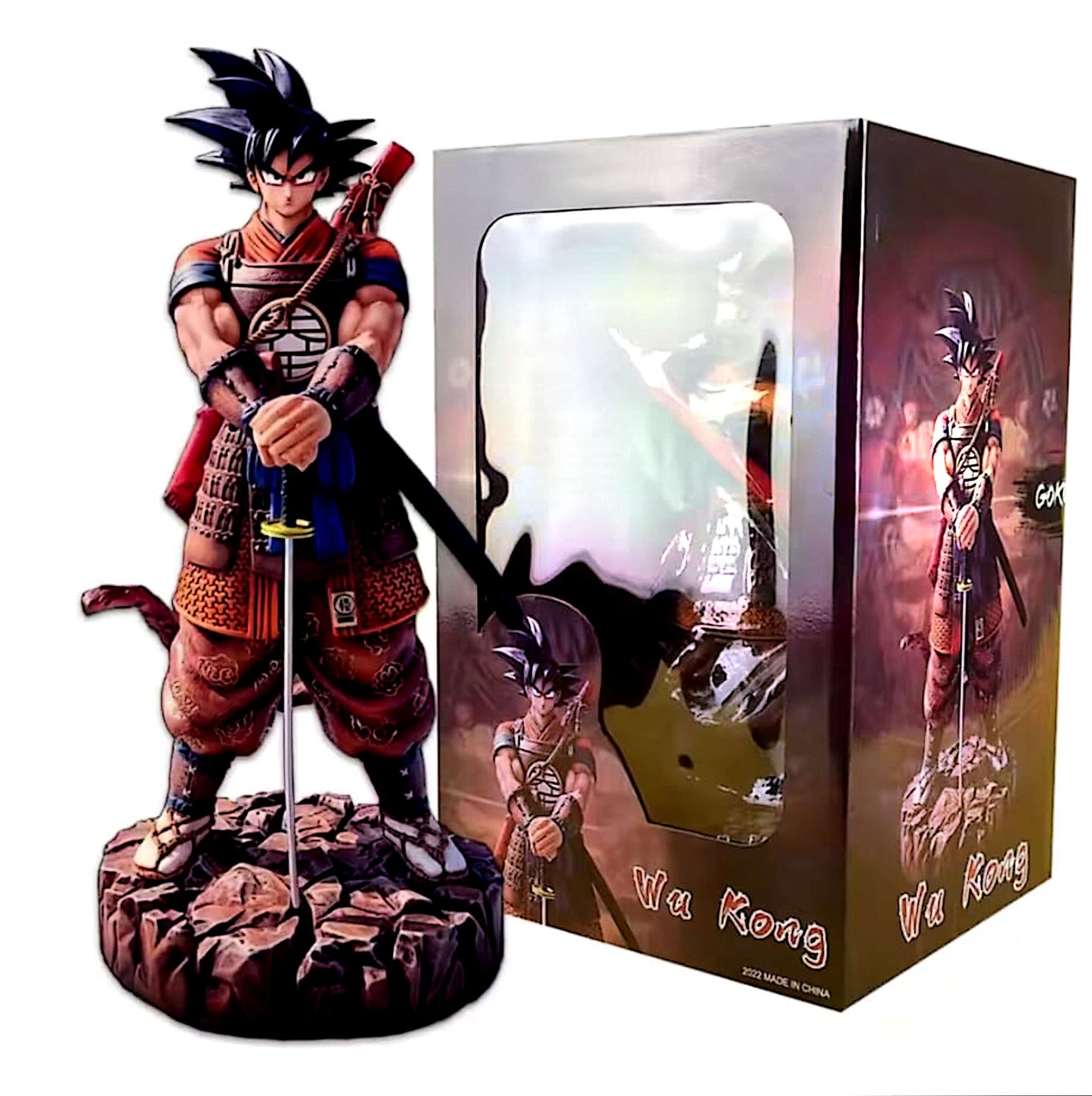 Figurine style anime – Son Goku samouraï (PVC, 18–20 cm)