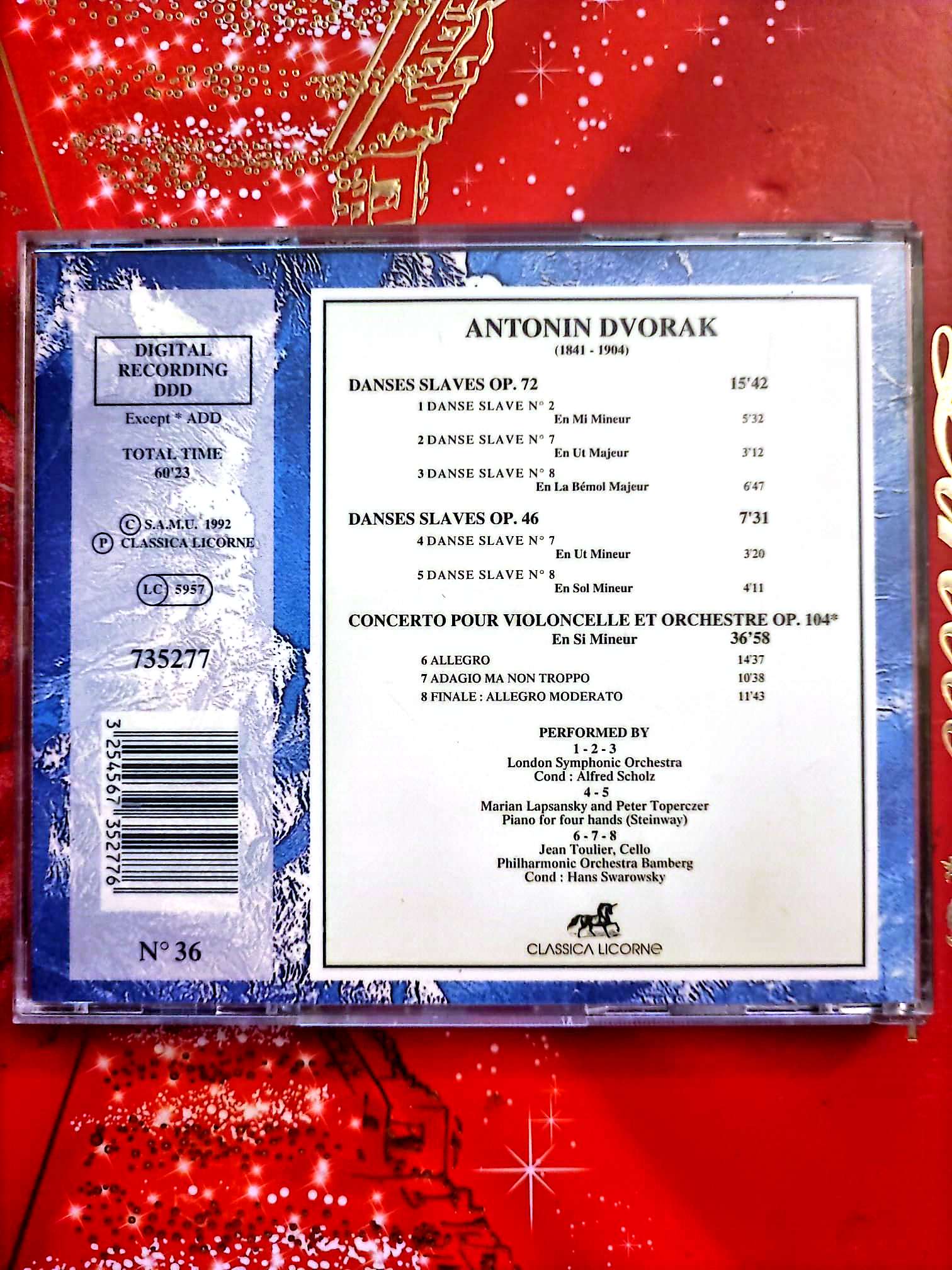 Dvořák – Danses Slaves Op. 46 & 72 – Concerto Violoncelle Op.104 – CD Classique cd audio