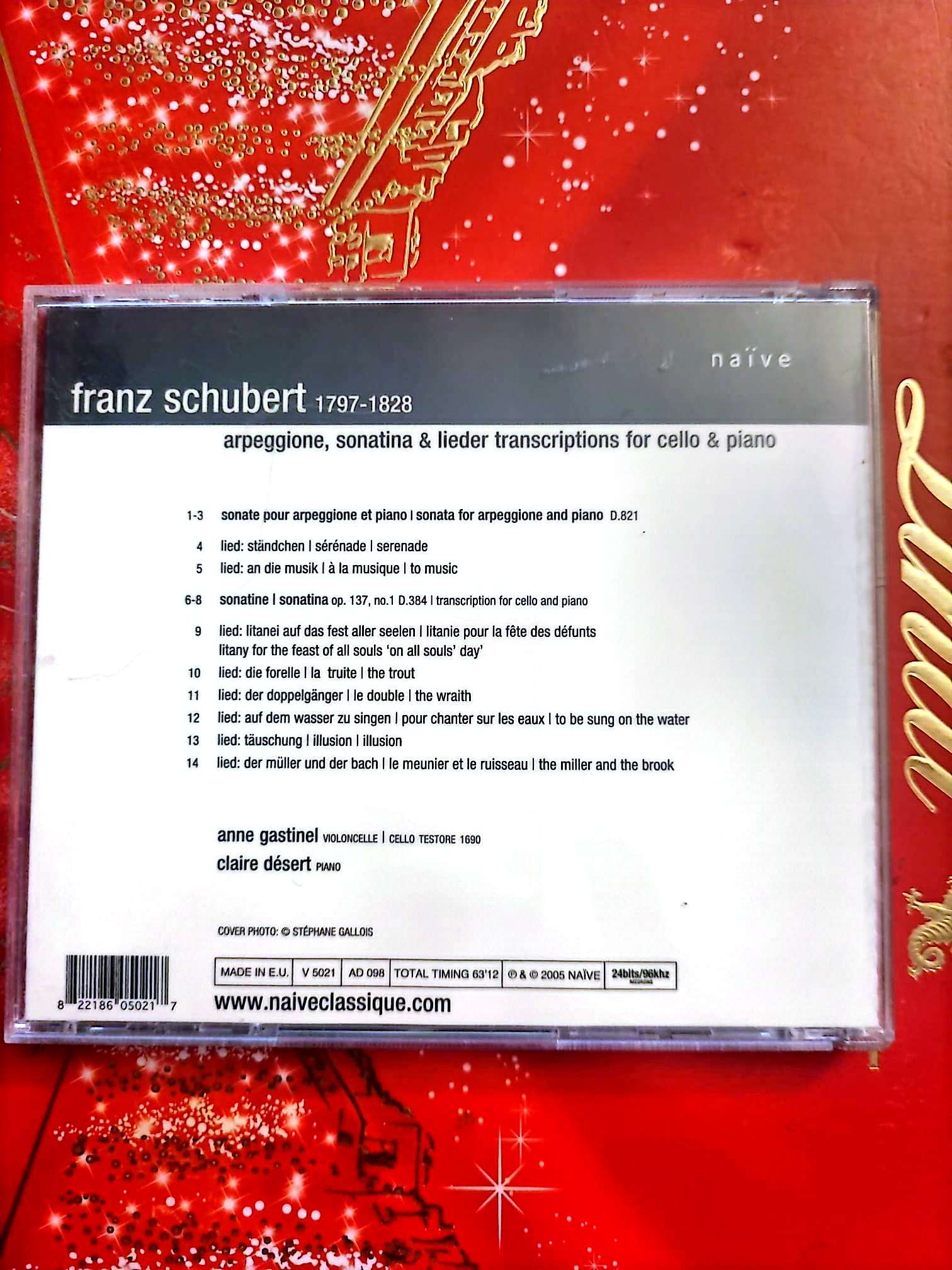 Schubert – Arpeggione – Sonatina & Lieder – Anne Gastinel – Claire Désert – CD Classique cd audio