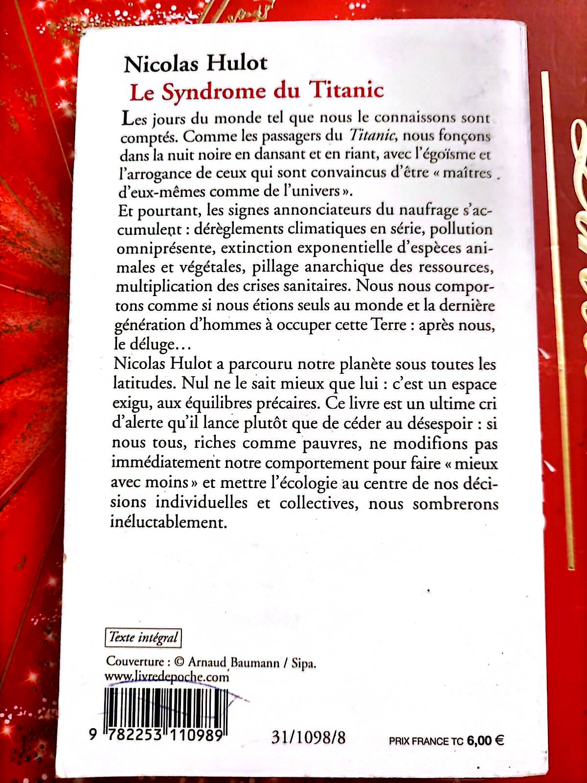 Le Syndrome du Titanic – Nicolas Hulot – Livre poche – Essai écologique livre