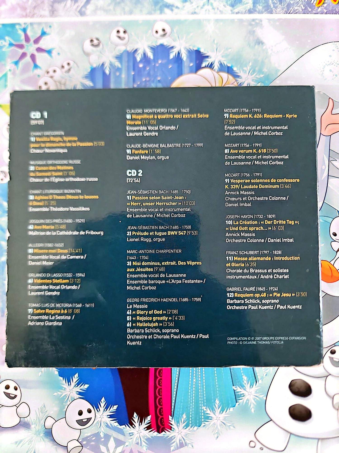 CD Le Meilleur de la Musique Sacrée Orient et Occident Coffret 2 CD Bach Mozart Schubert Chant Grégorien Classique