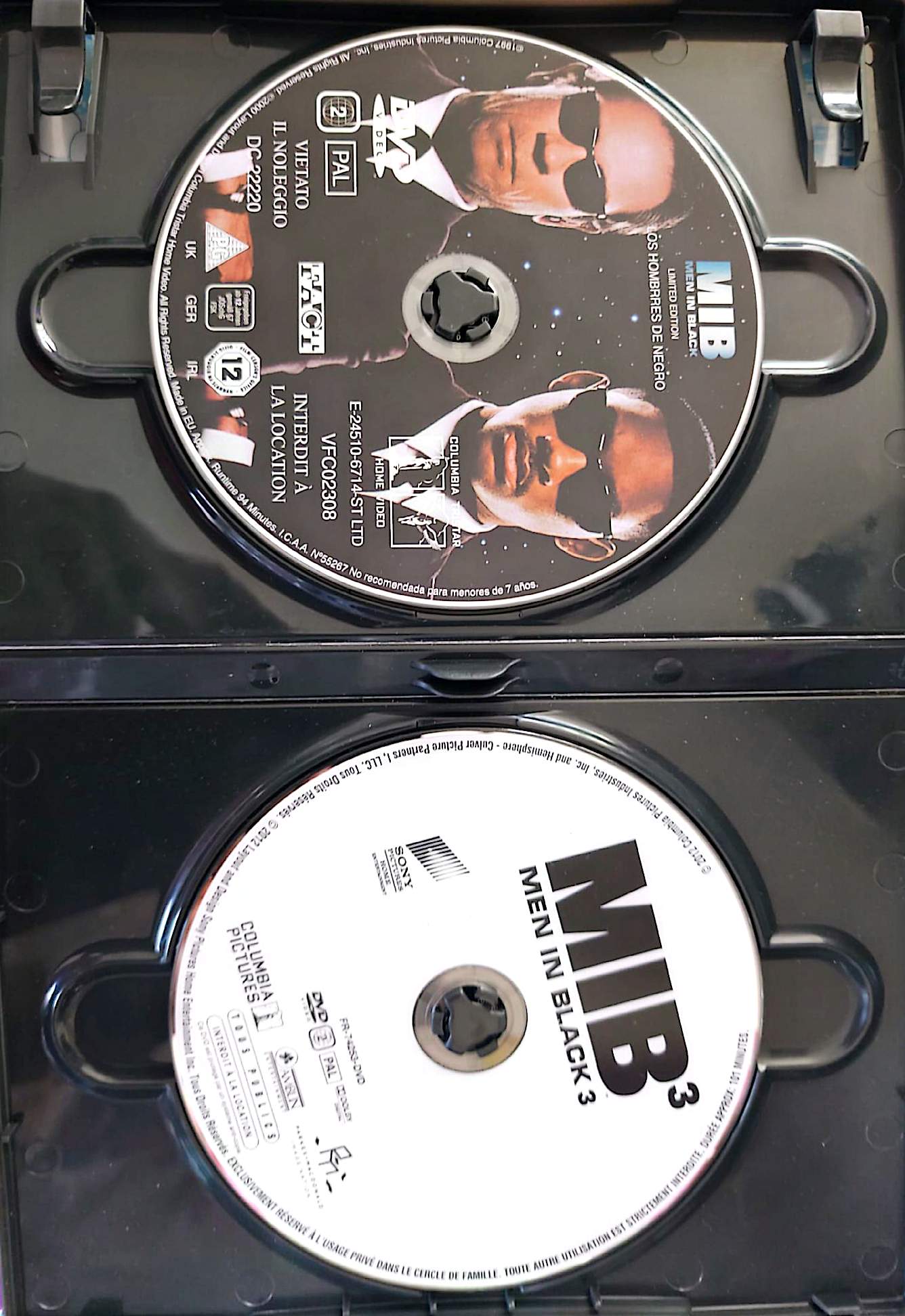 Lot 2 DVD Men in Black MIB 1 + MIB 3 Films Science Fiction Action Disques Seuls