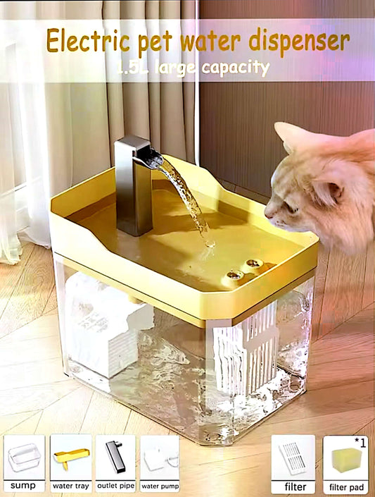 Fontaine à eau pour chat USB – réservoir transparent avec filtre