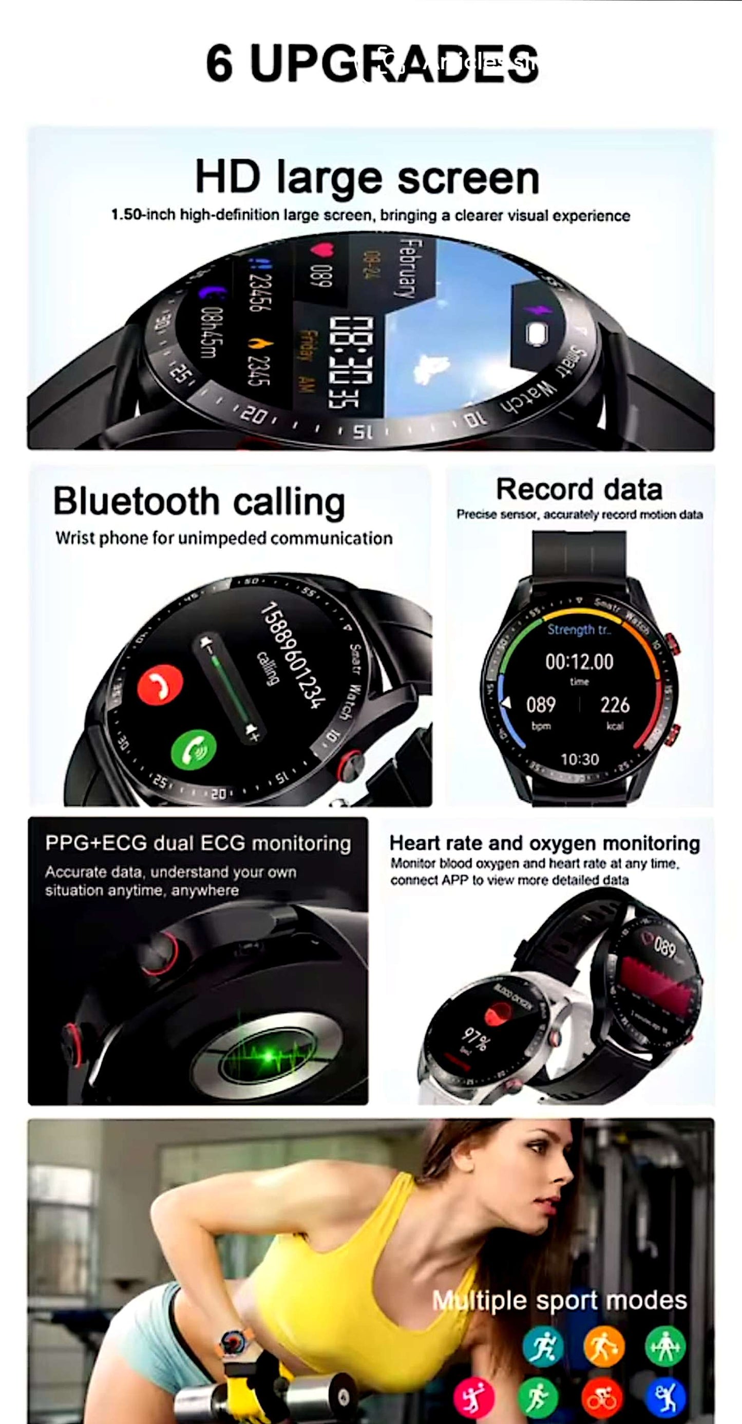 Montre connectée Bluetooth homme – Appels, notifications et suivi d’activité