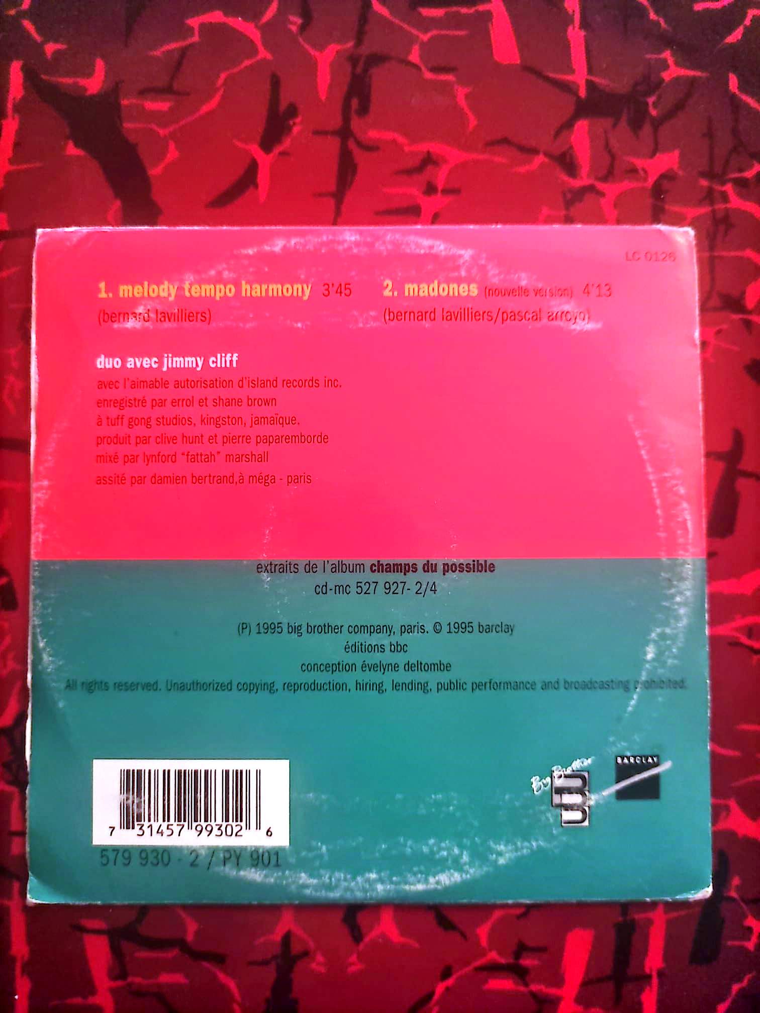 Bernard Lavilliers & Jimmy Cliff – Melody Tempo Harmony – CD Single cd audio