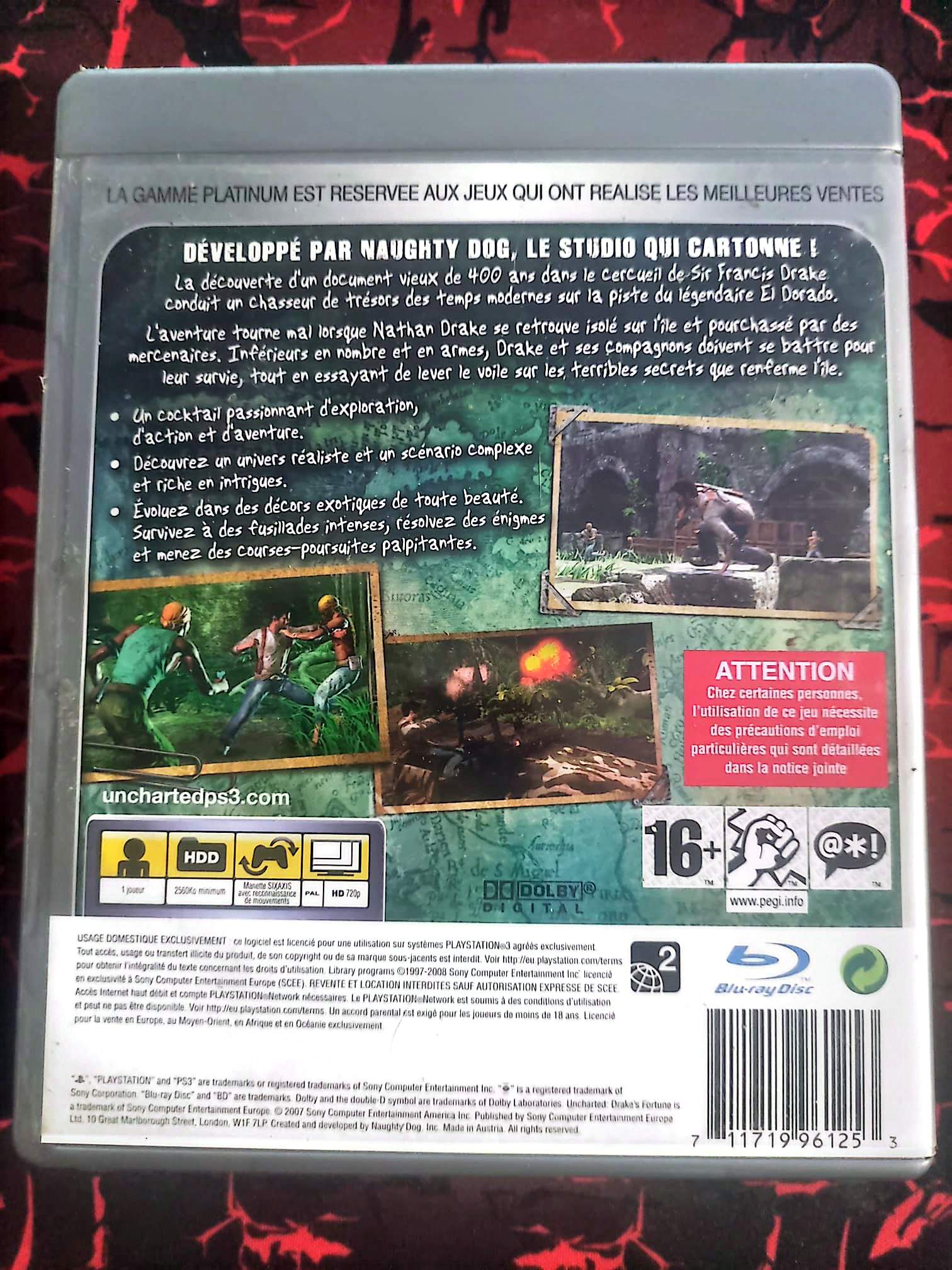 Uncharted Drake’s Fortune – Édition Platinum – Jeu PS3 – Version Française jeu ps3
