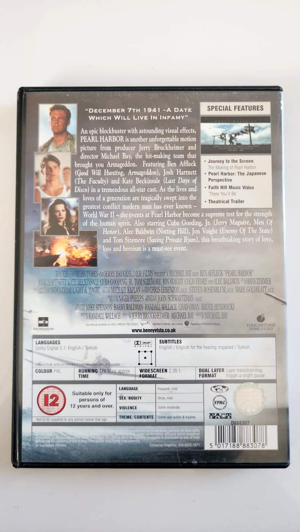 Jaquette arrière de Pearl Harbor 2 DVD avec synopsis et bonus