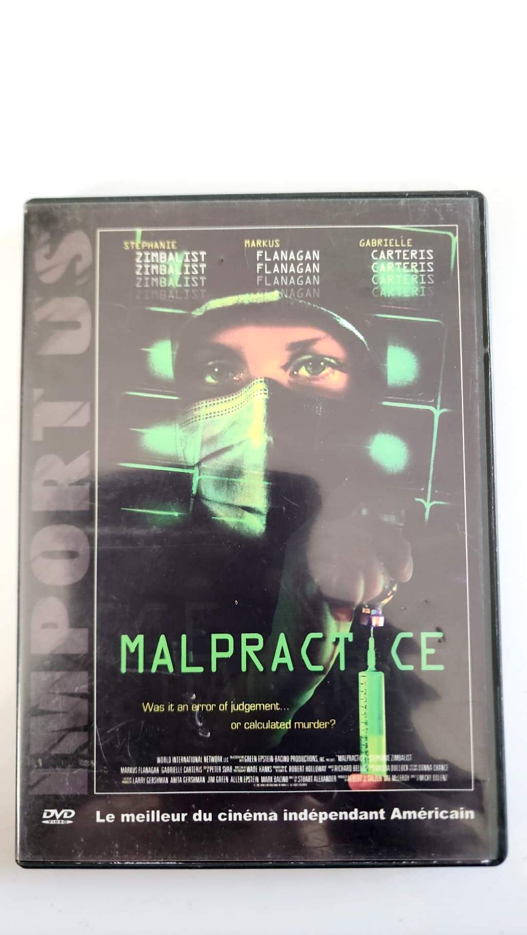 Jaquette avant du DVD Malpractice, cinéma indépendant américain