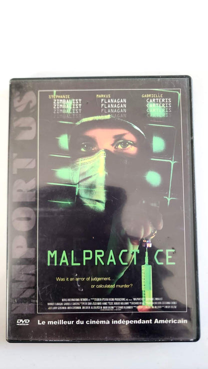 Jaquette avant du DVD Malpractice, cinéma indépendant américain