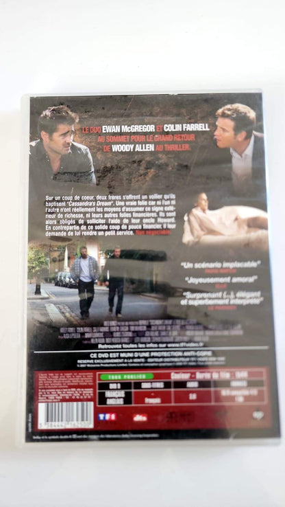 Jaquette arrière du DVD Le Rêve de Cassandre avec synopsis et versions linguistiques