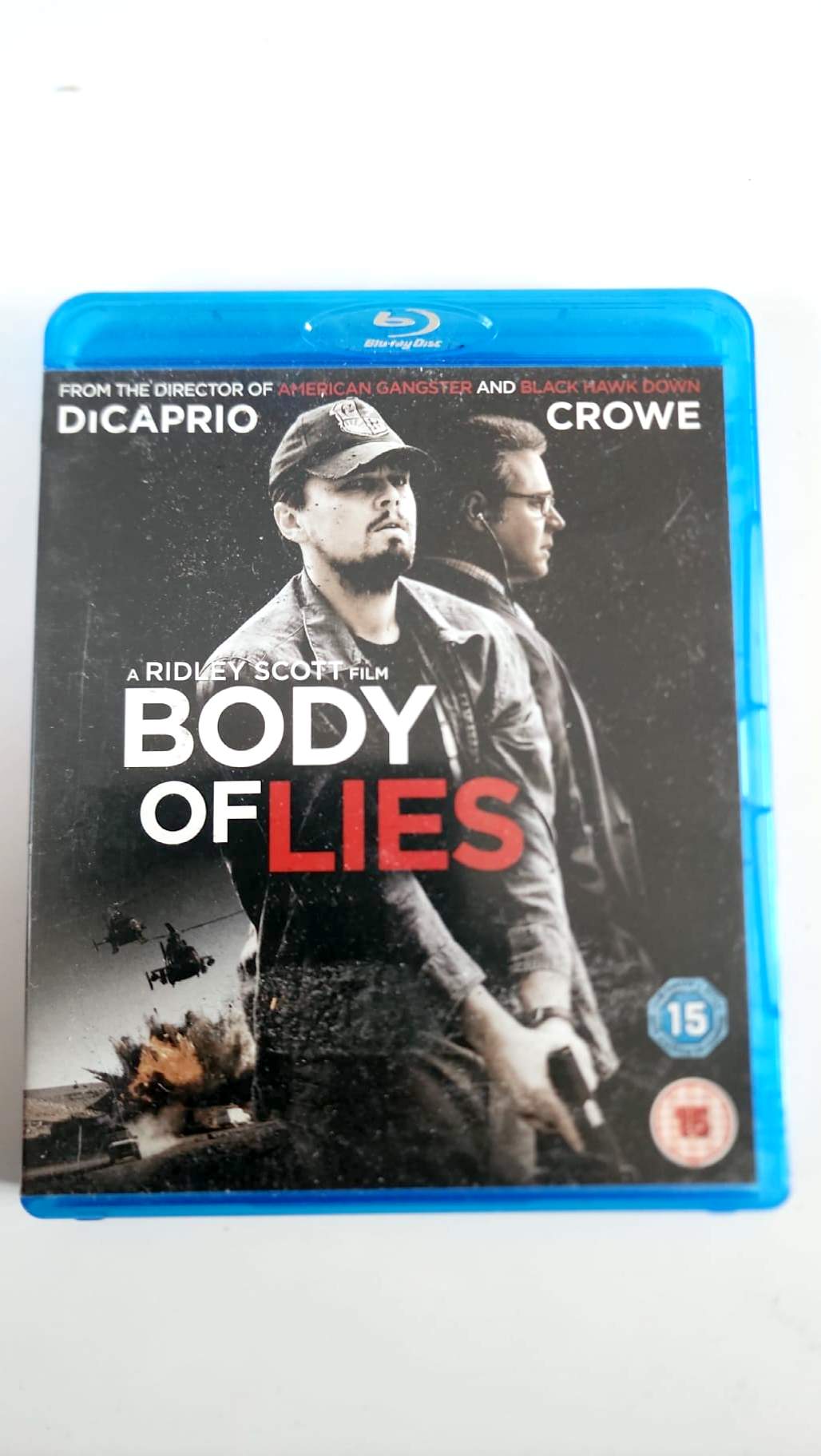 Body of Lies Blu-ray britannique Warner, jaquette avant avec DiCaprio et Crowe
