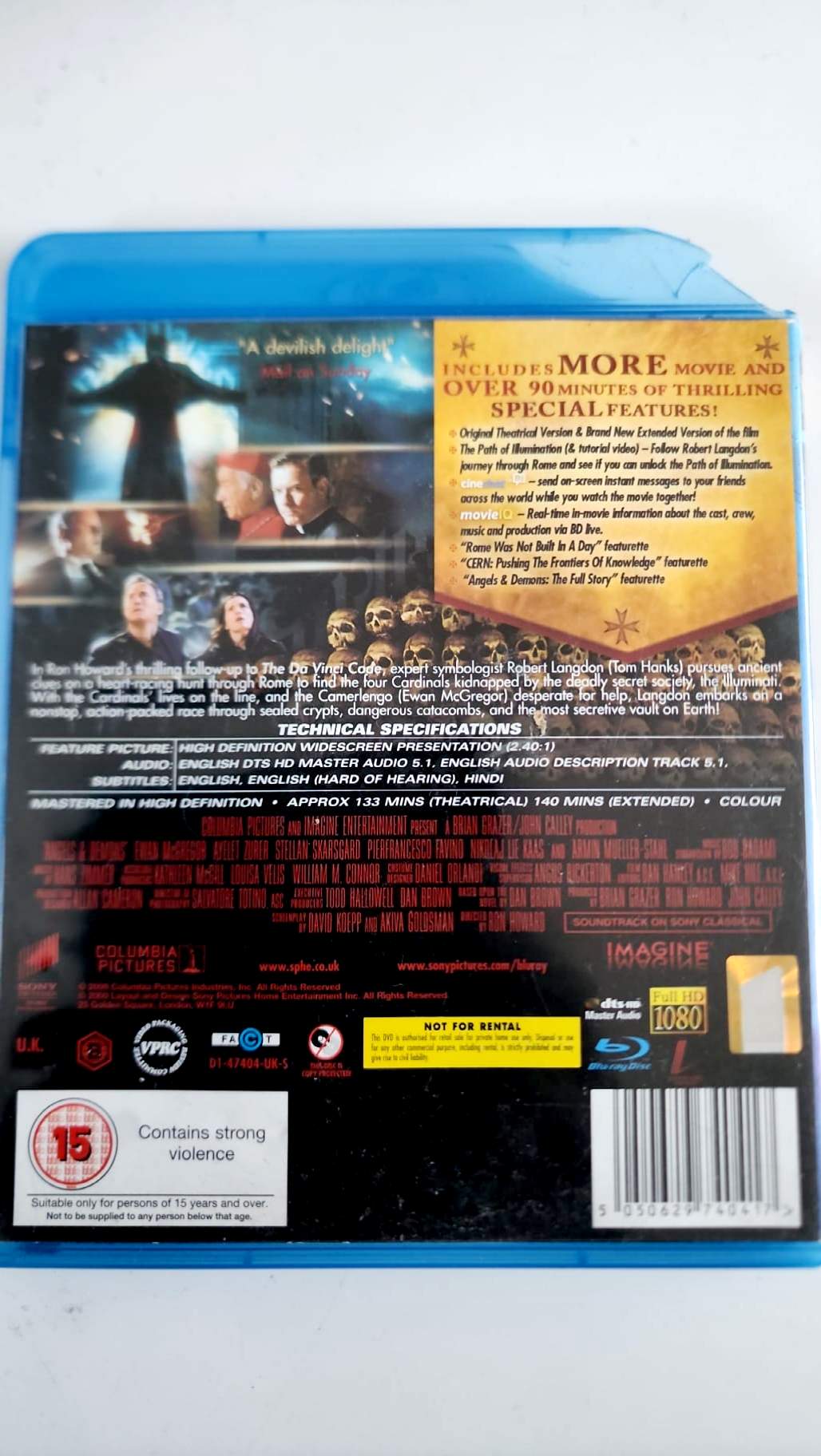 Angels & Demons – UK Blu-ray – Tom Hanks – Damaged case