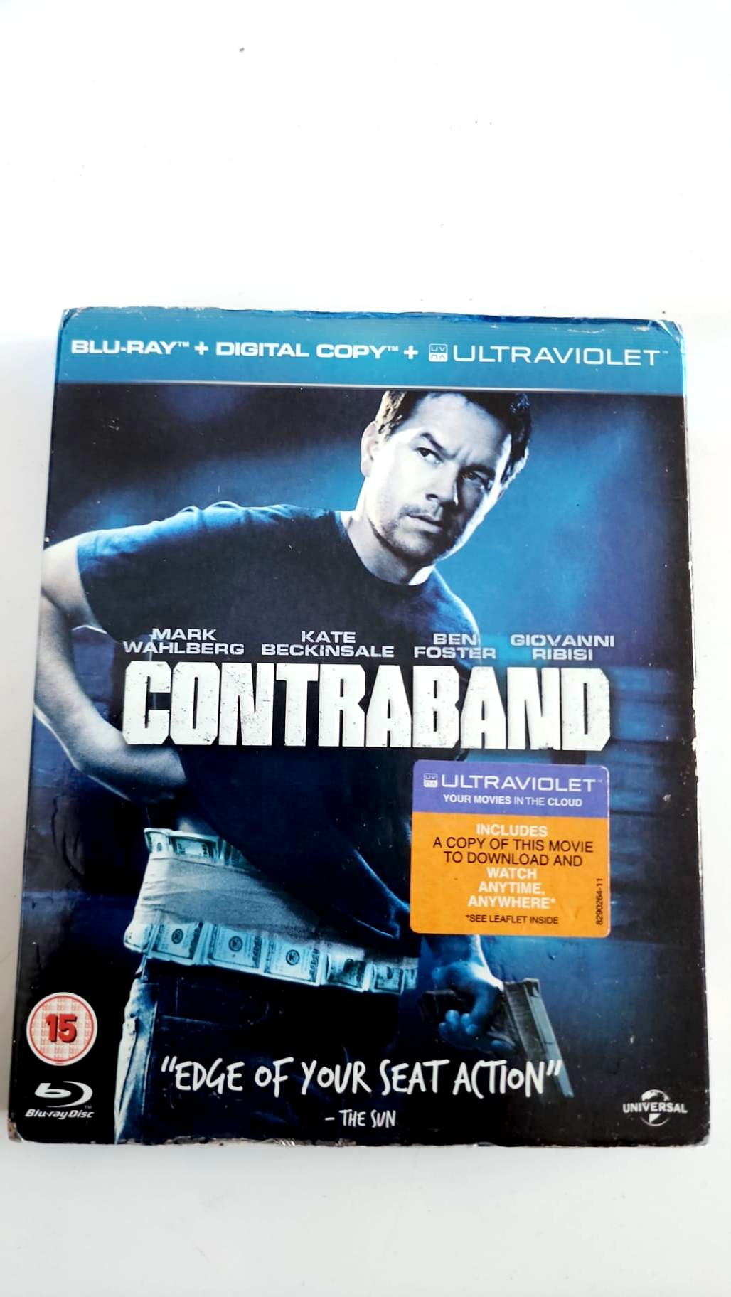 Contraband Blu-ray UK, étui avant avec Mark Wahlberg