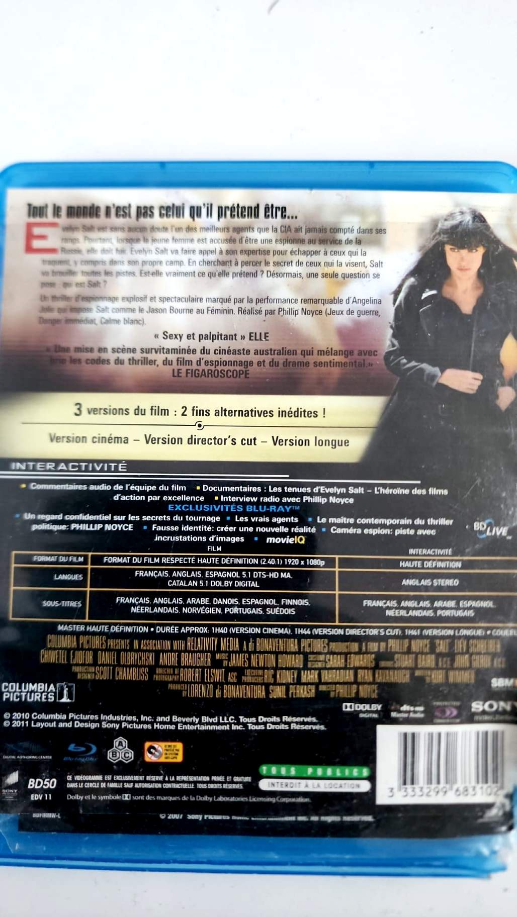 Salt Blu-ray édition Deluxe, gros plan du code-barres 3333299683102