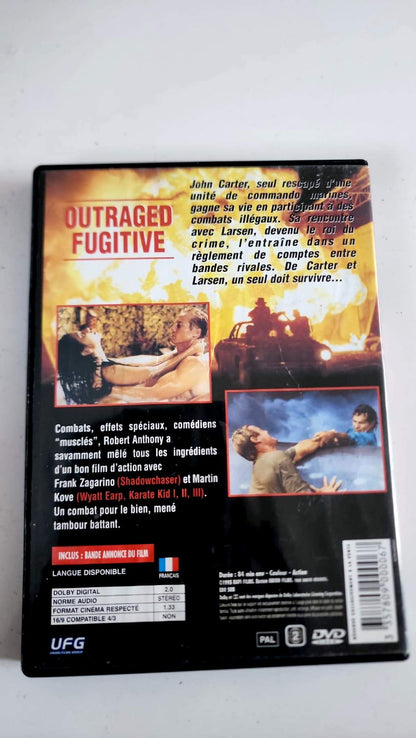 Outraged Fugitive DVD, arrière et caractéristiques