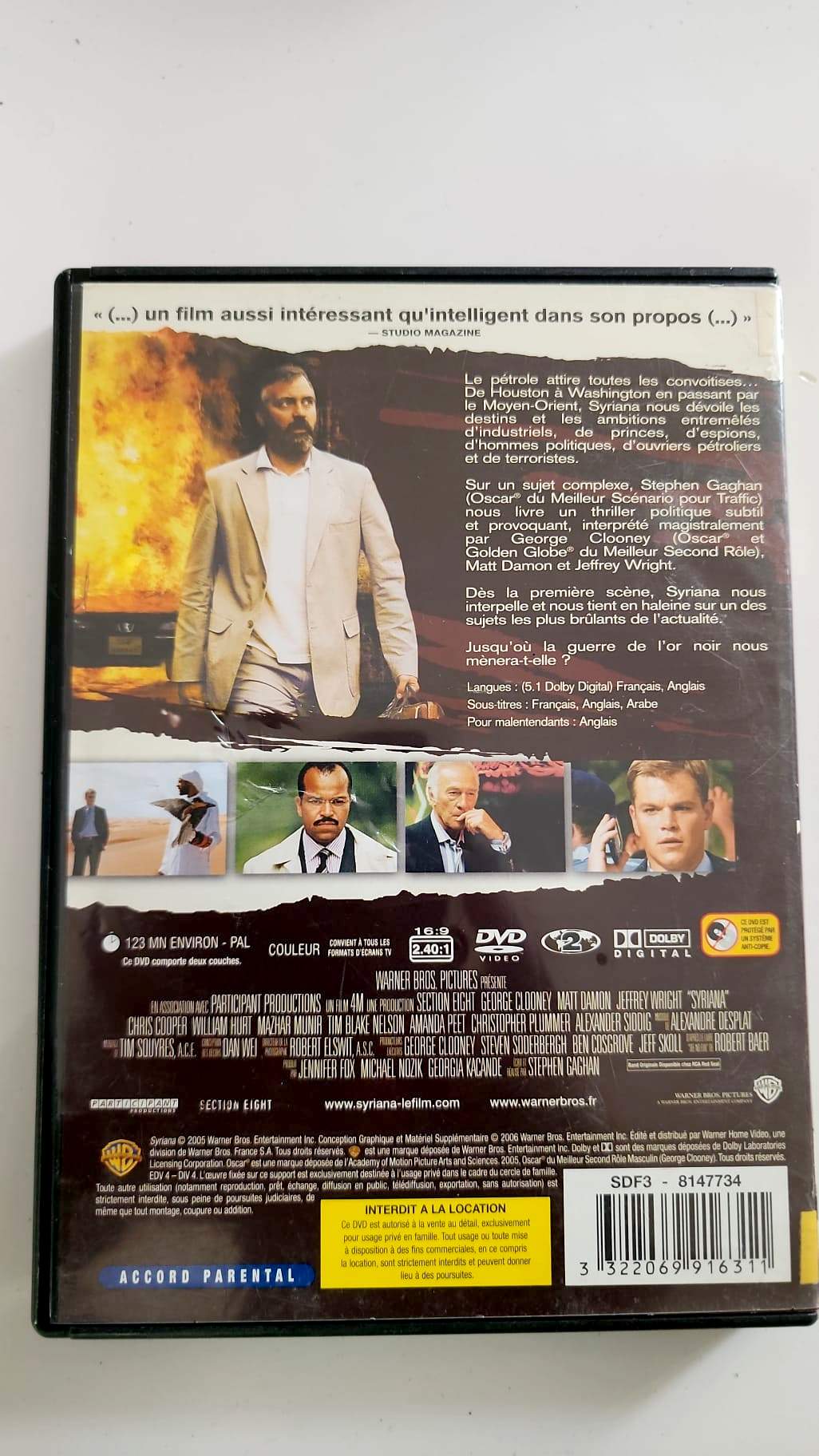 Syriana DVD - Verso pochette