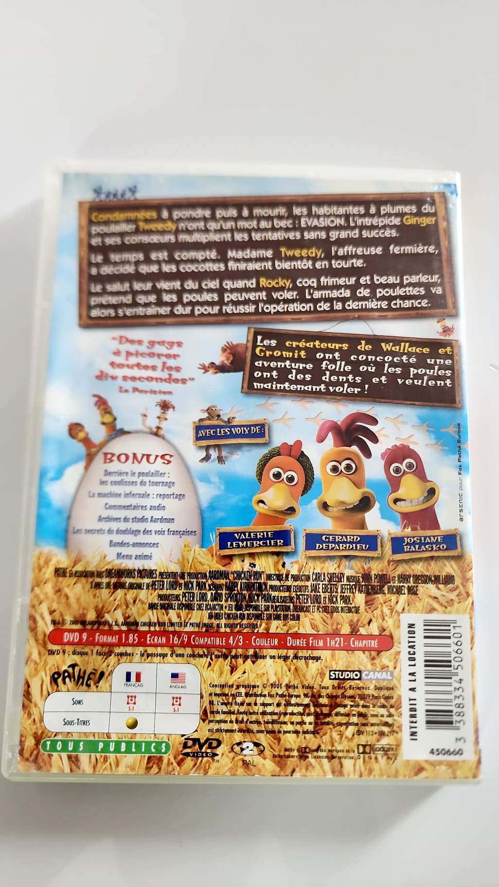 Chicken Run DVD - Verso pochette