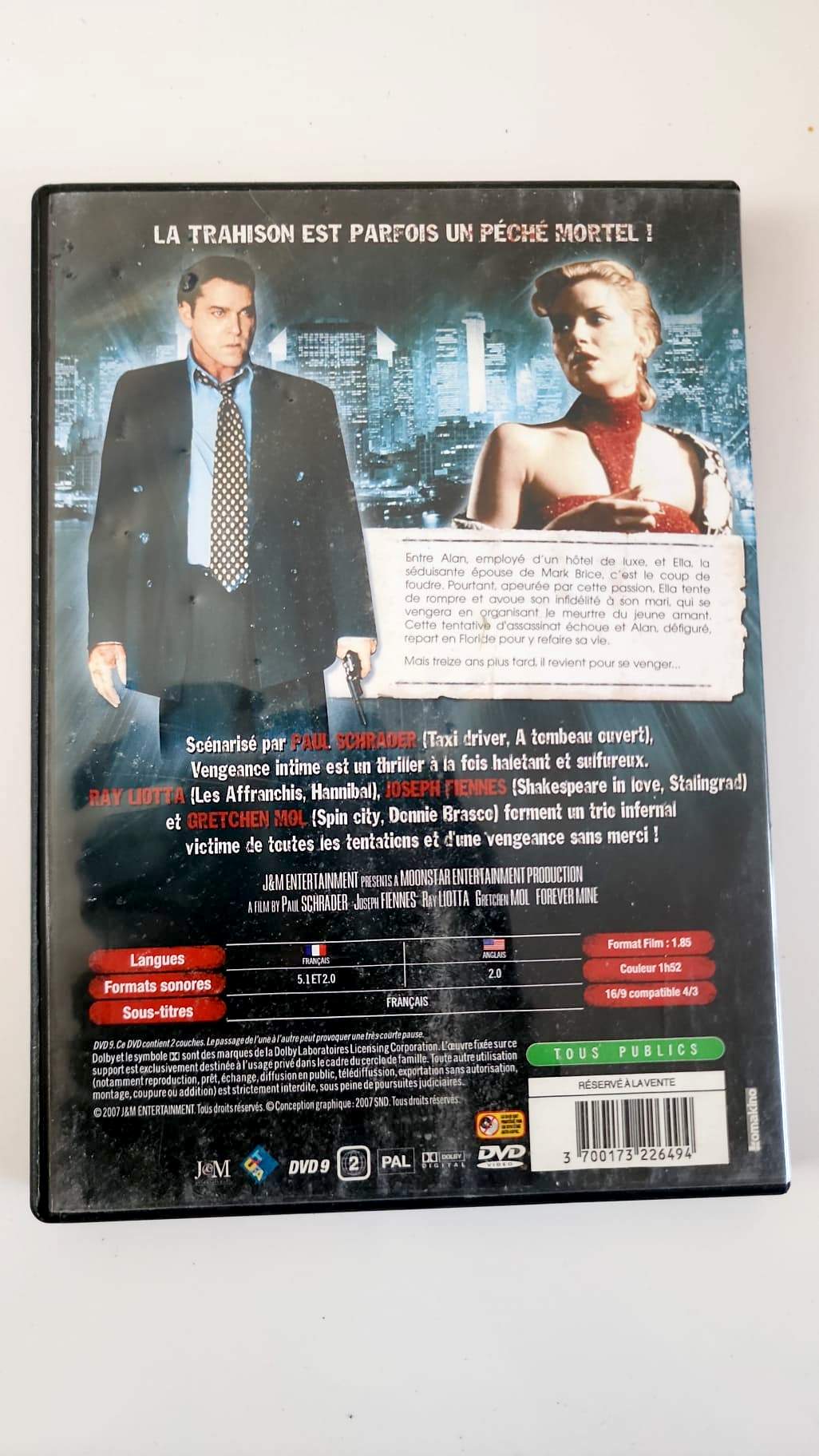 Vengeance Intime DVD - Verso pochette