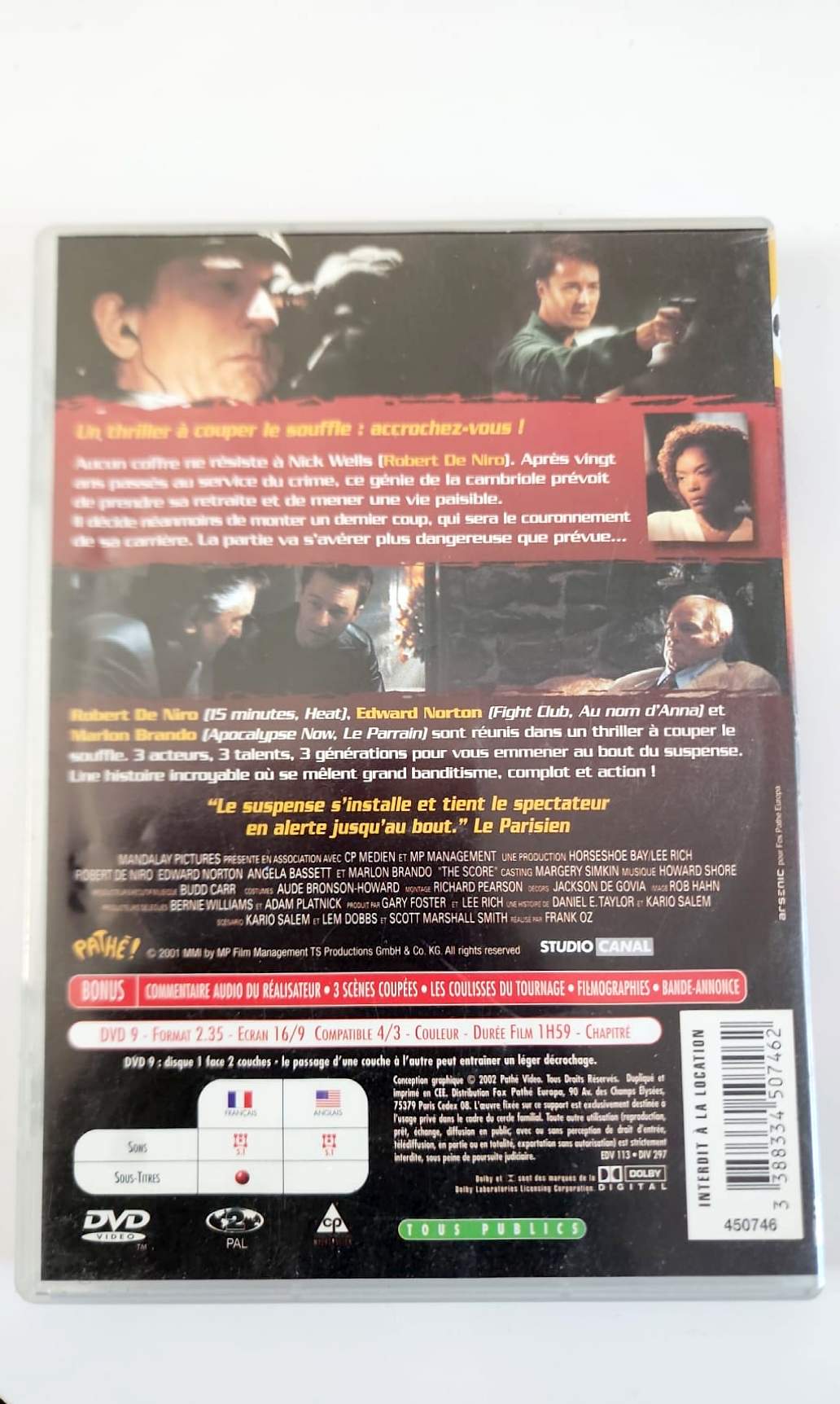 The Score DVD - Verso pochette