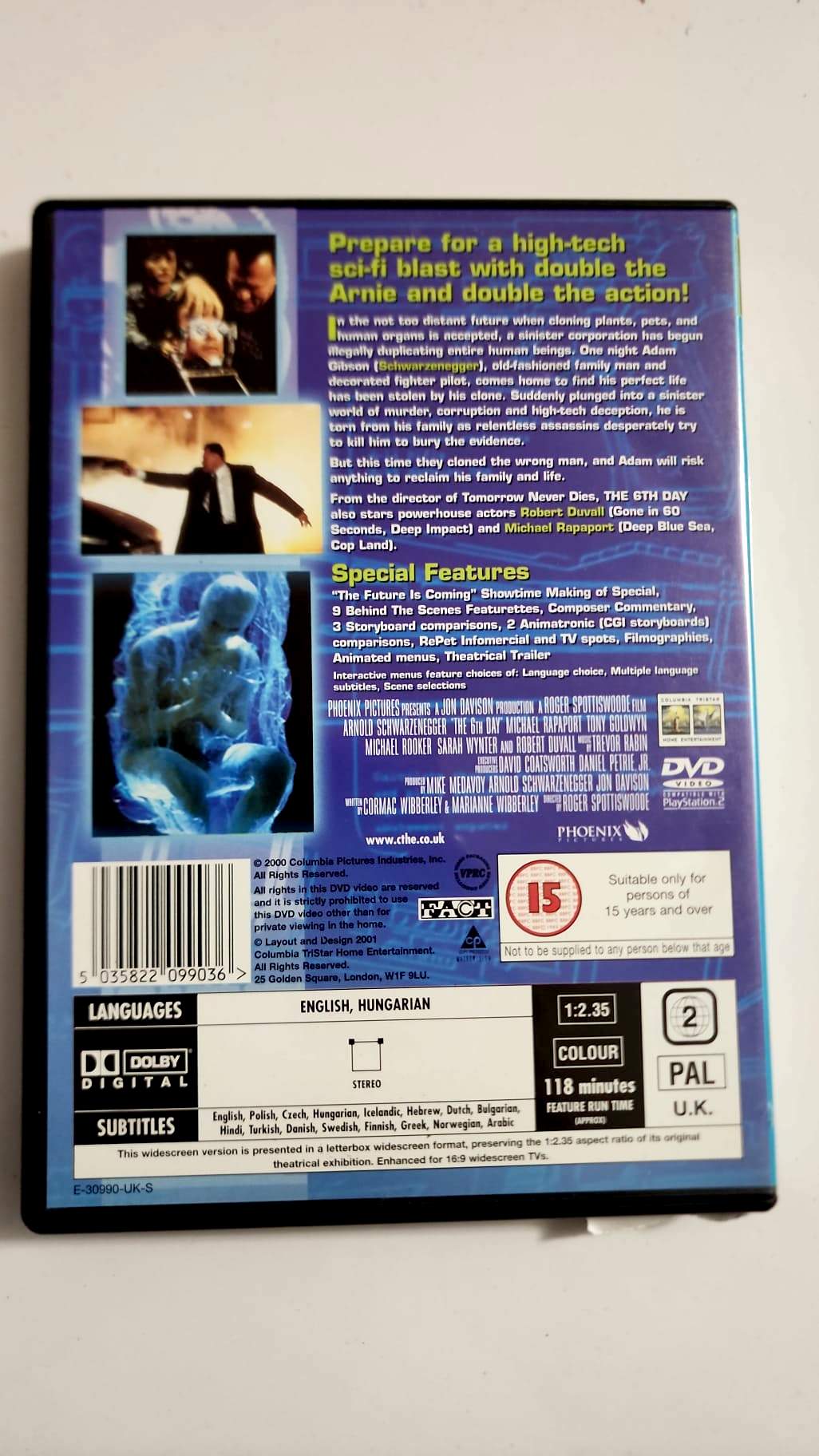 The 6th Day DVD - Dos de la pochette - Synopsis bonus et fiche technique
