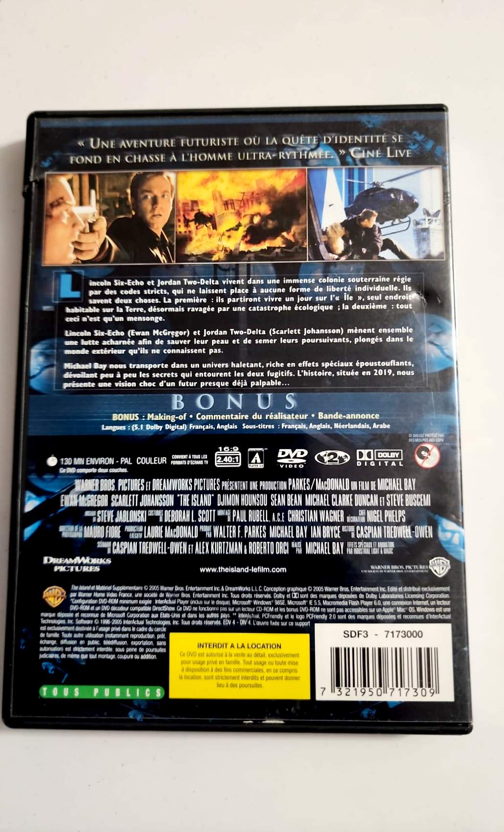 The Island DVD - Verso pochette