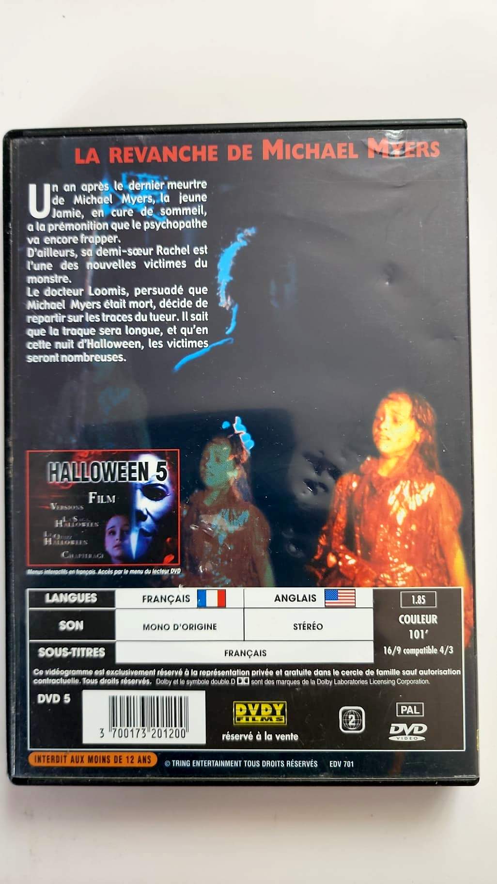 Halloween 5 DVD - Verso