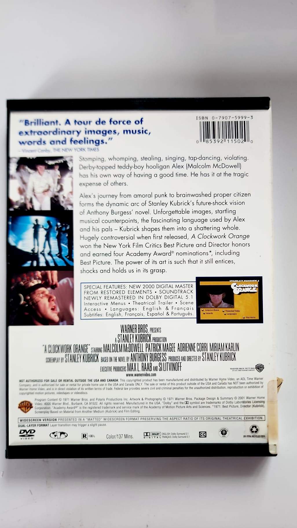 Orange Mécanique DVD - Verso