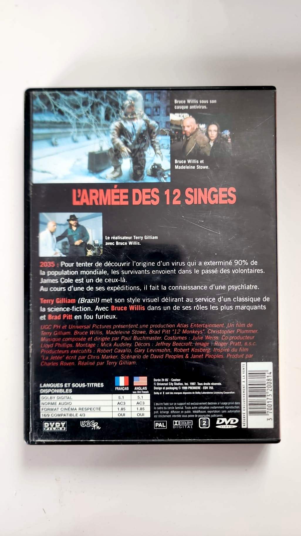 L'Armée des 12 Singes DVD - Verso