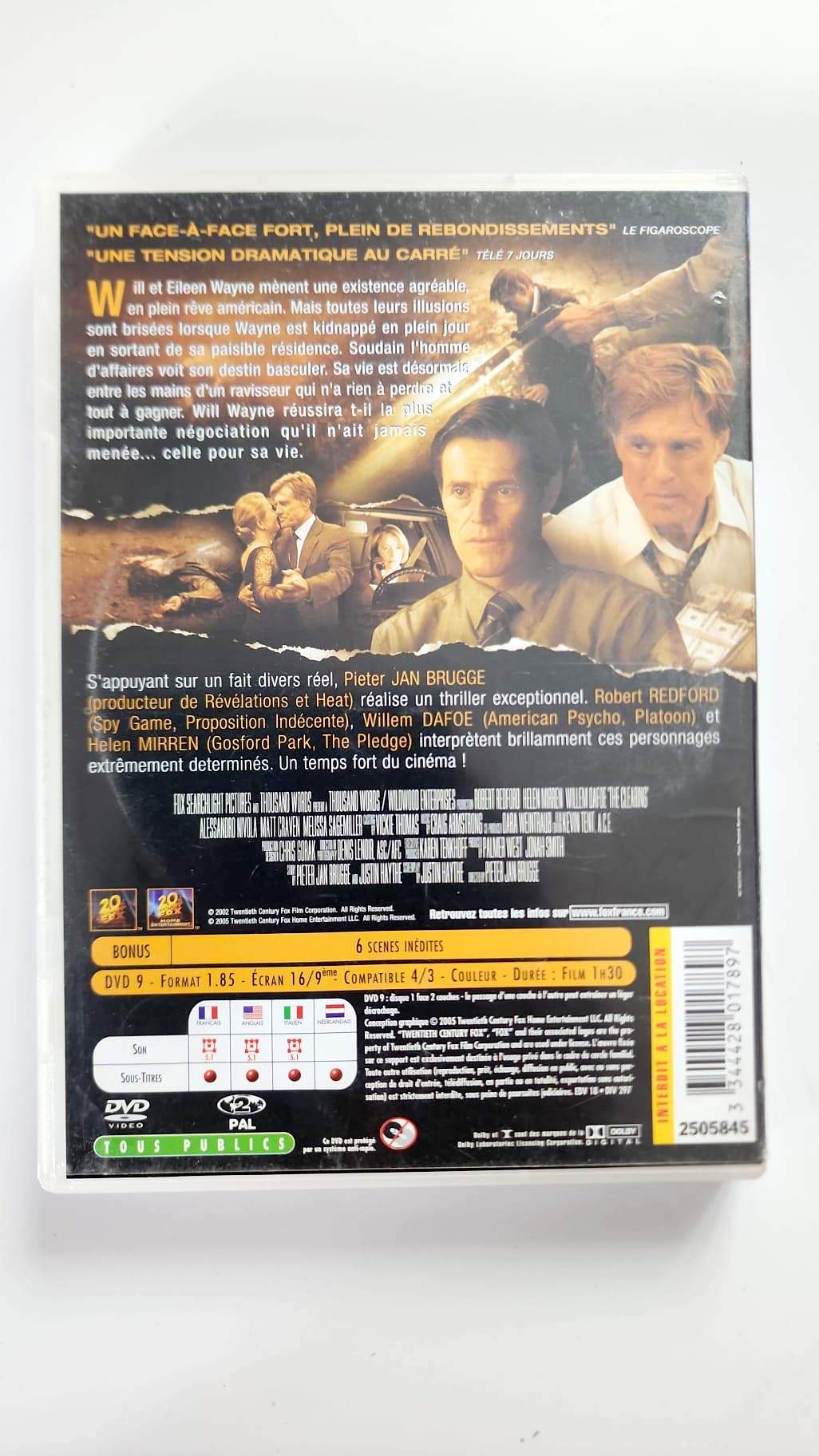 L'Enlèvement DVD - Verso