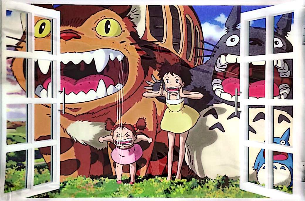 Sticker Mural Fenêtre Animation Fantaisie – Autocollant Panoramique – Grand Format 90x60 cm – Décoration Murale