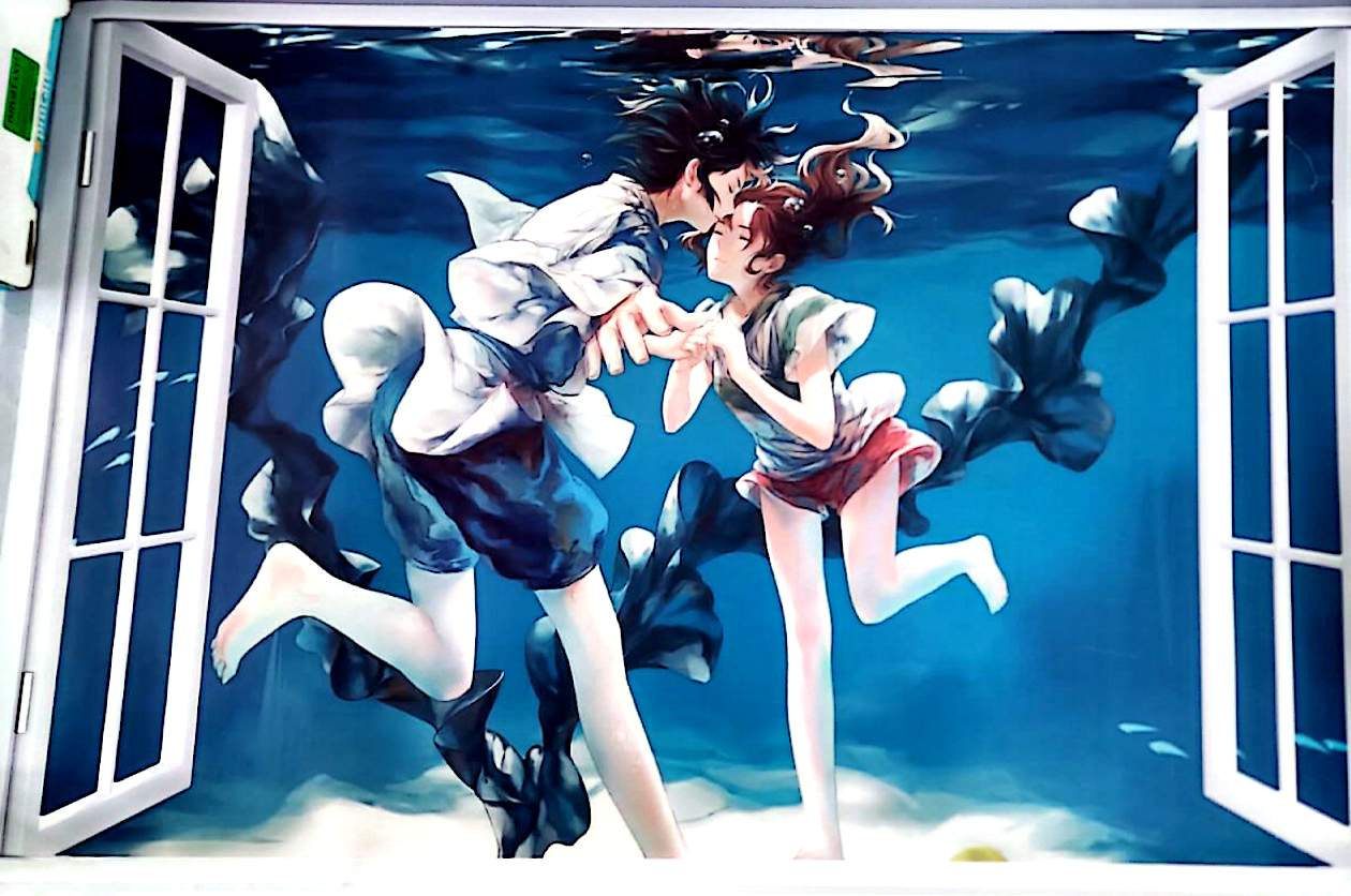Sticker Mural Le Voyage de Chihiro – Chihiro & Haku Dragon – Manga Ghibli – 60 x 90 cm