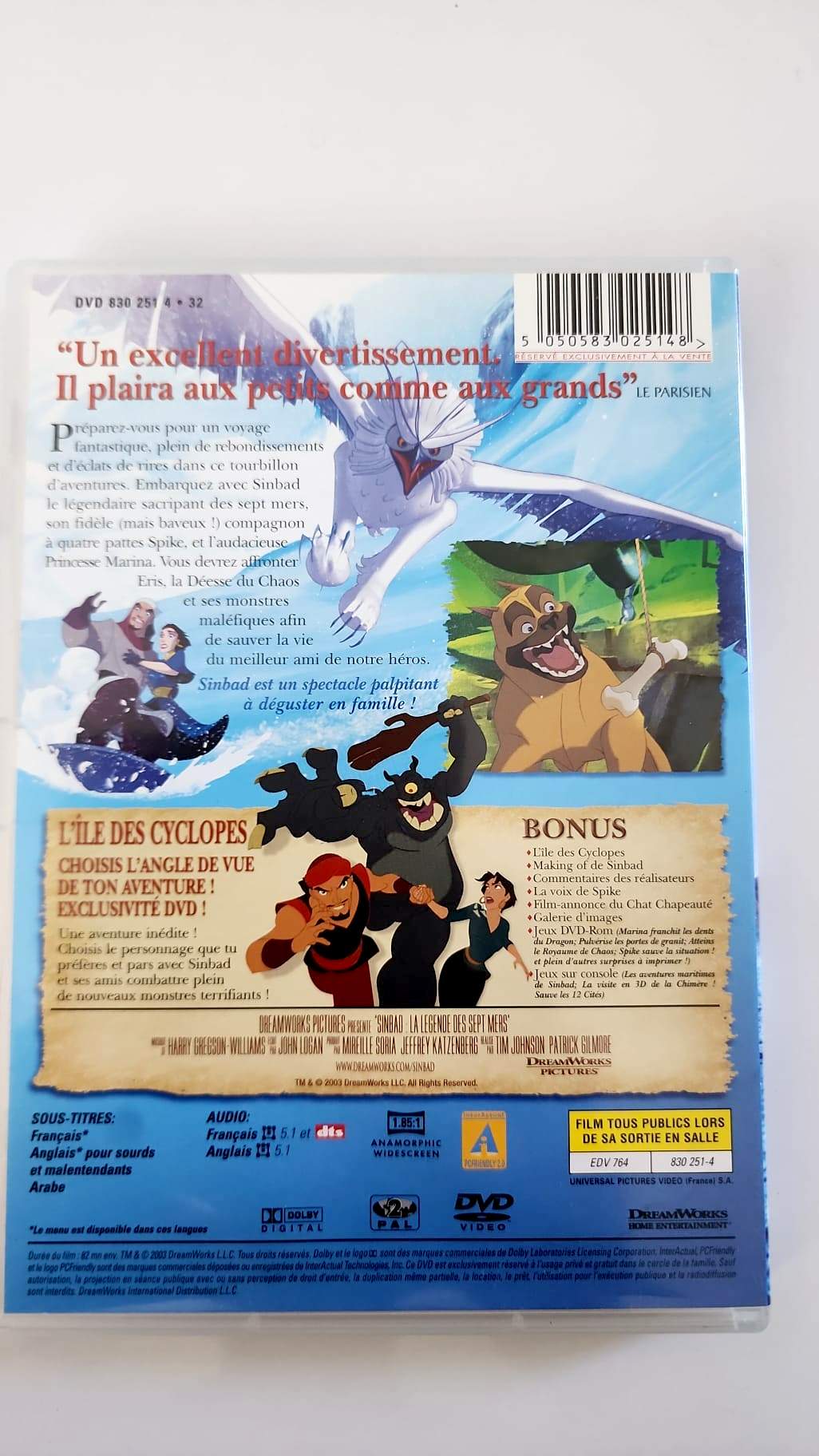 Sinbad La Légende des Sept Mers - DVD recto